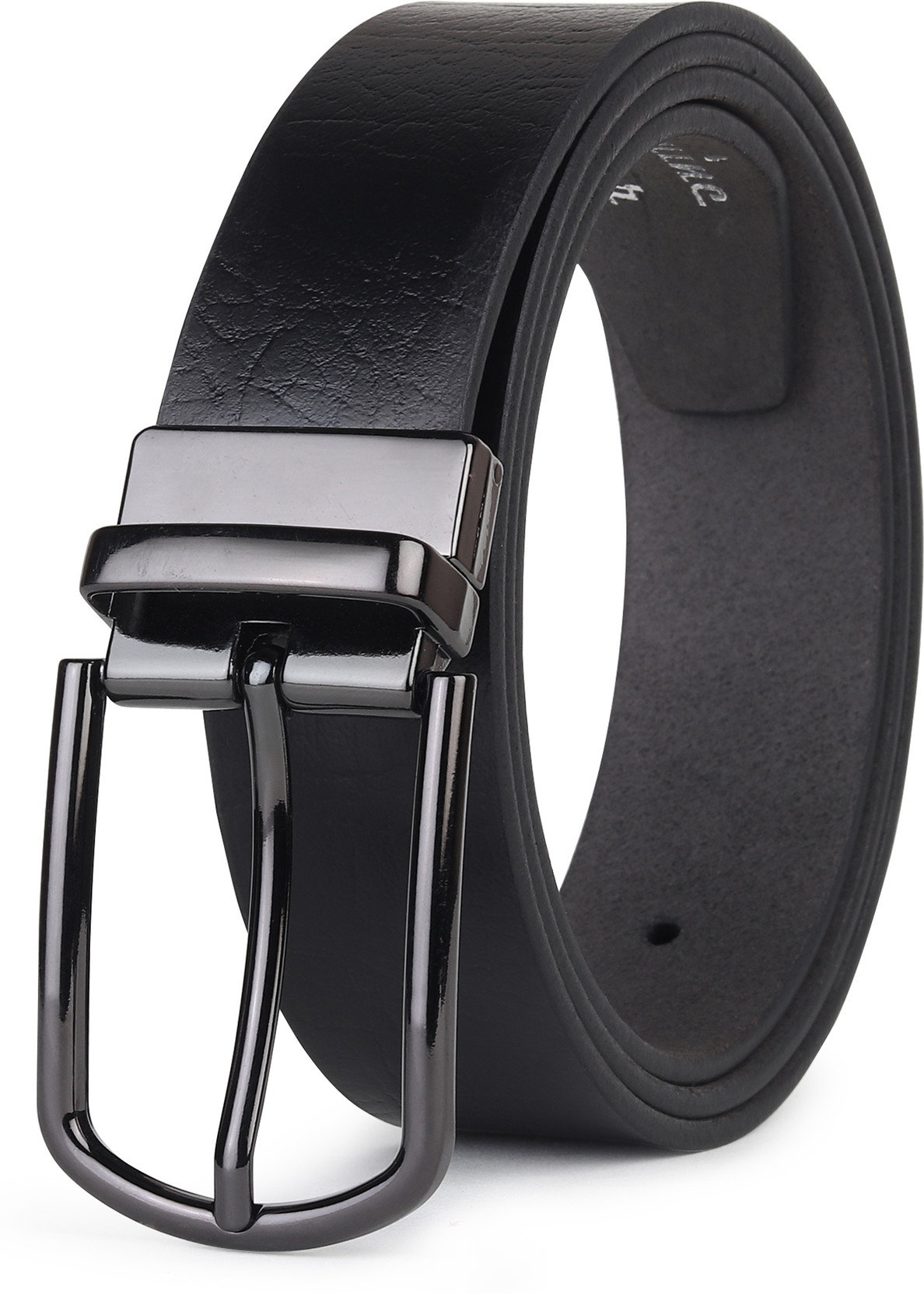 Men Formal Black Genuine Leather Reversible Belt
