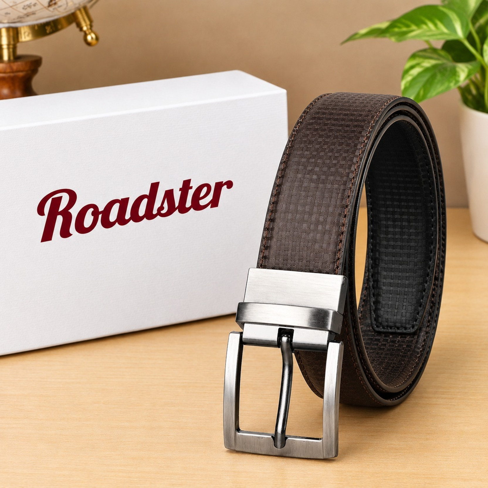 Men Casual, Formal, Party Brown Genuine Leather Reversible Belt