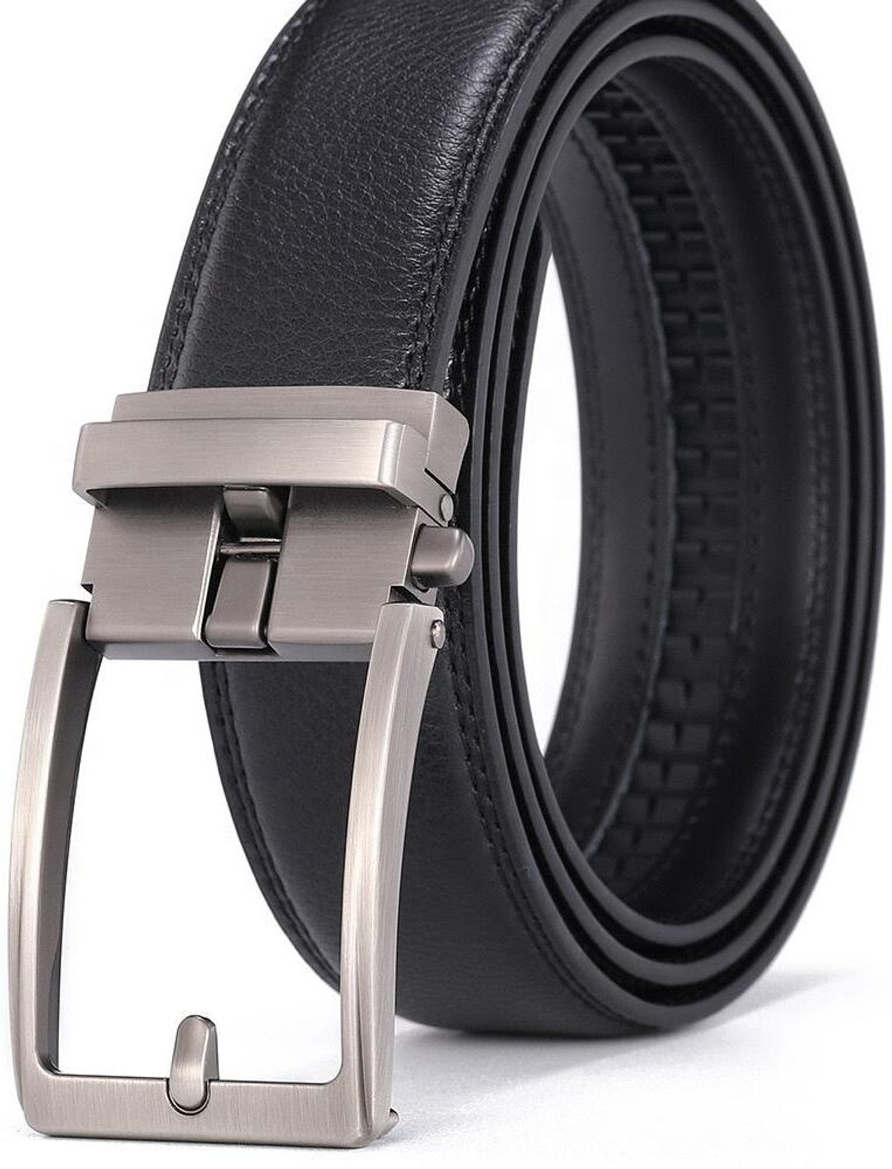 Men Formal Black Genuine Leather Reversible Belt