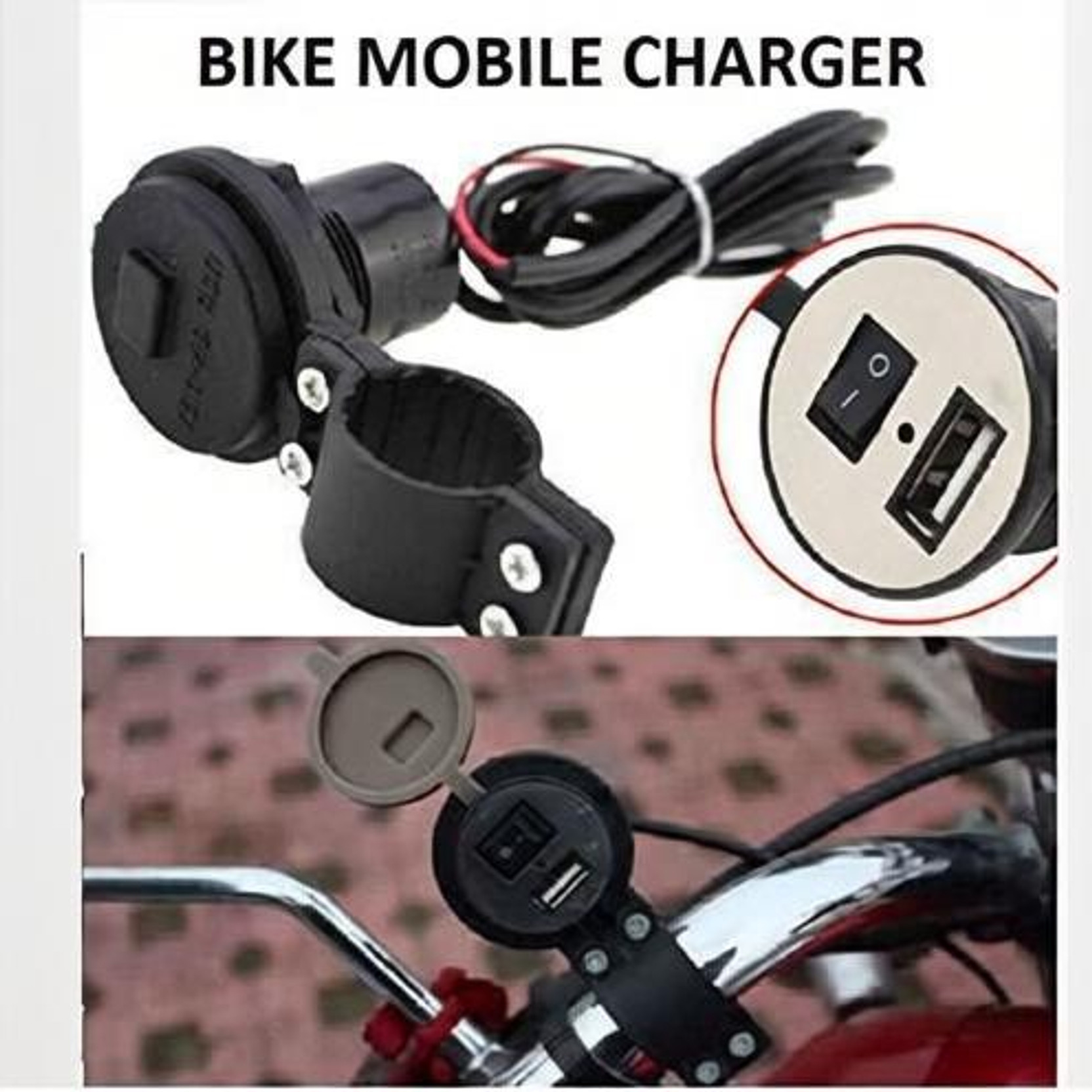 carempire Bike Round USB Waterproof Mobile Holder/Charger - Assorted (Black) 5 A Bike Mobile Charger