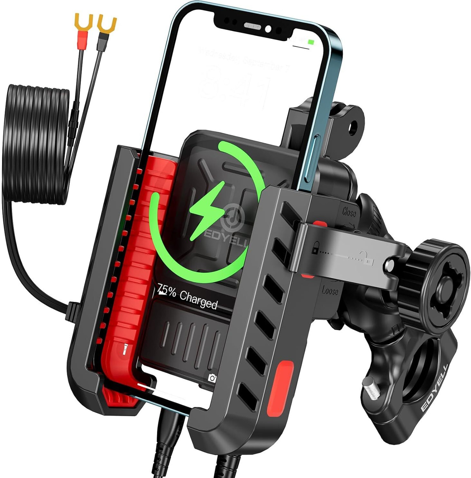 Edyell YF303-C Phone Mount Holder with Charger& 30W Type C/18W USB-C Fast Charging Port Bike Mobile Holder
