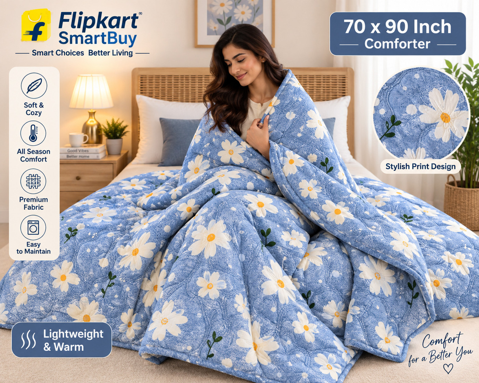 Flipkart SmartBuy Printed Double Comforter for  All Season