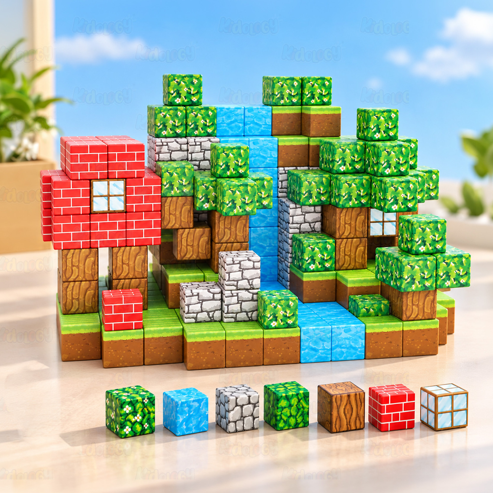 KIDOLOGY 48pcs Magnetic Building Blocks – Mine-Themed STEM Montessori Toy for Kids 3+