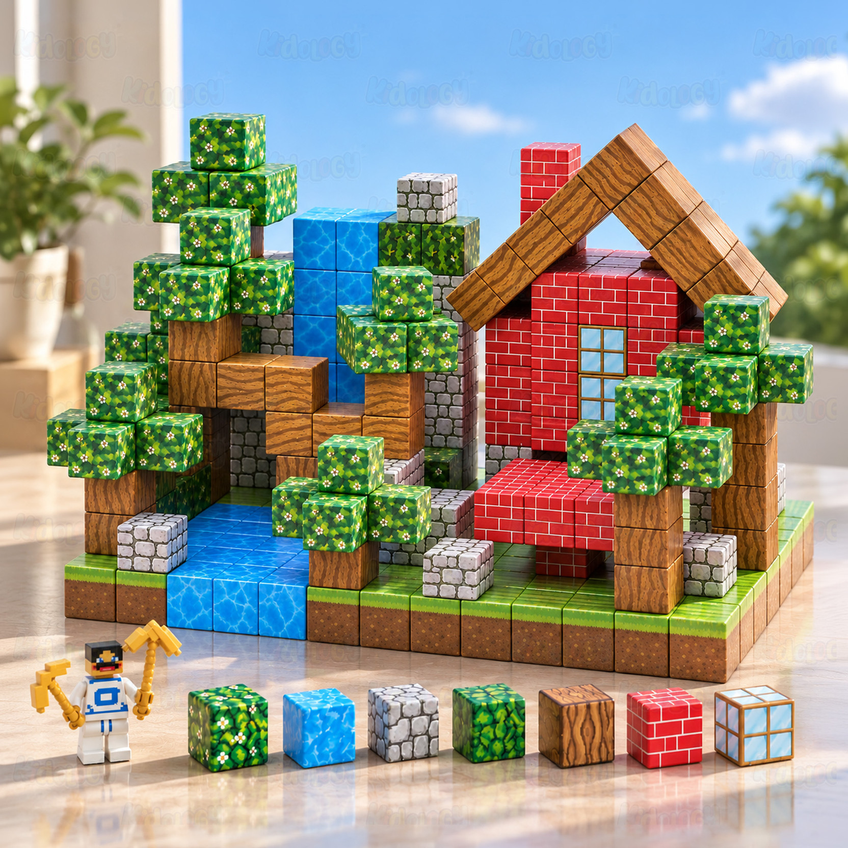 KIDOLOGY 75pcs Magnetic Building Blocks – Mine-Themed STEM Montessori Toy for Kids 3+