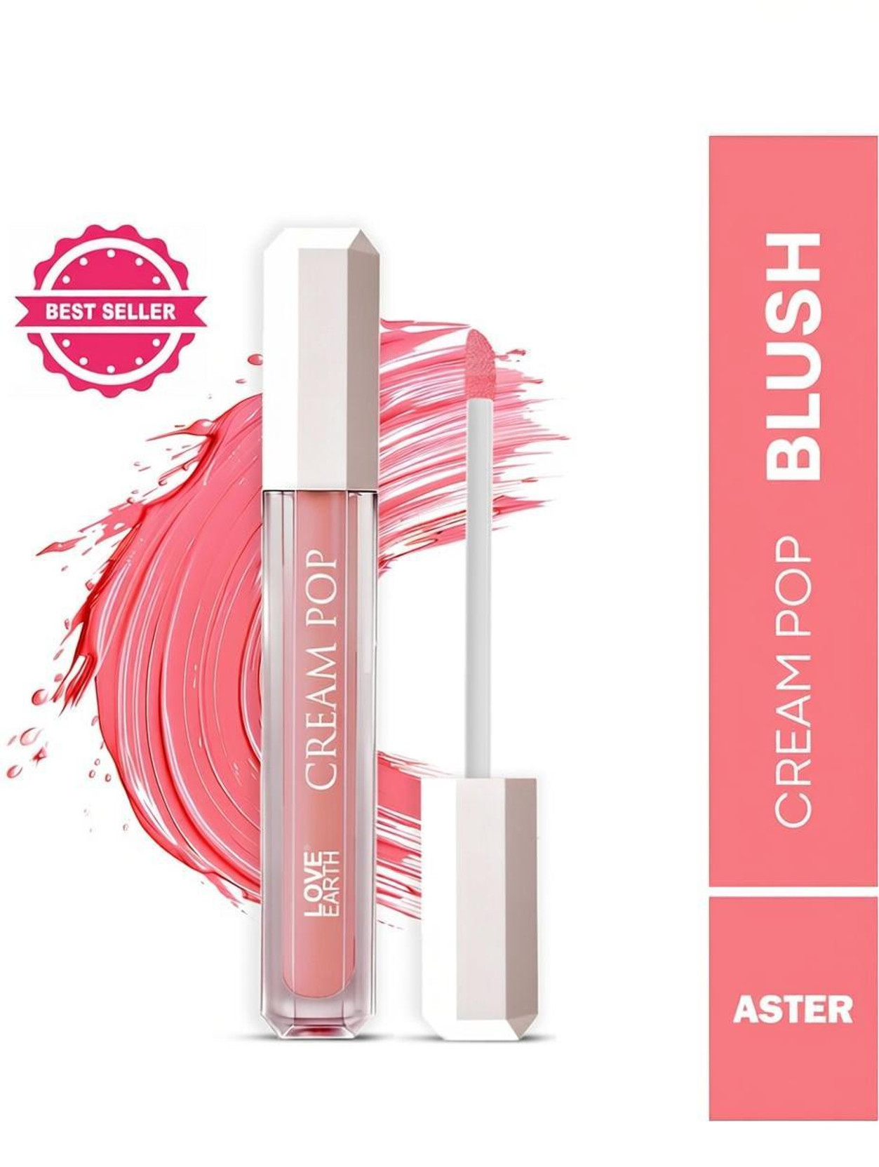 LOVE EARTH Cream Pop Blush Aster | Hyaluronic Acid | Long Lasting Dewy Look