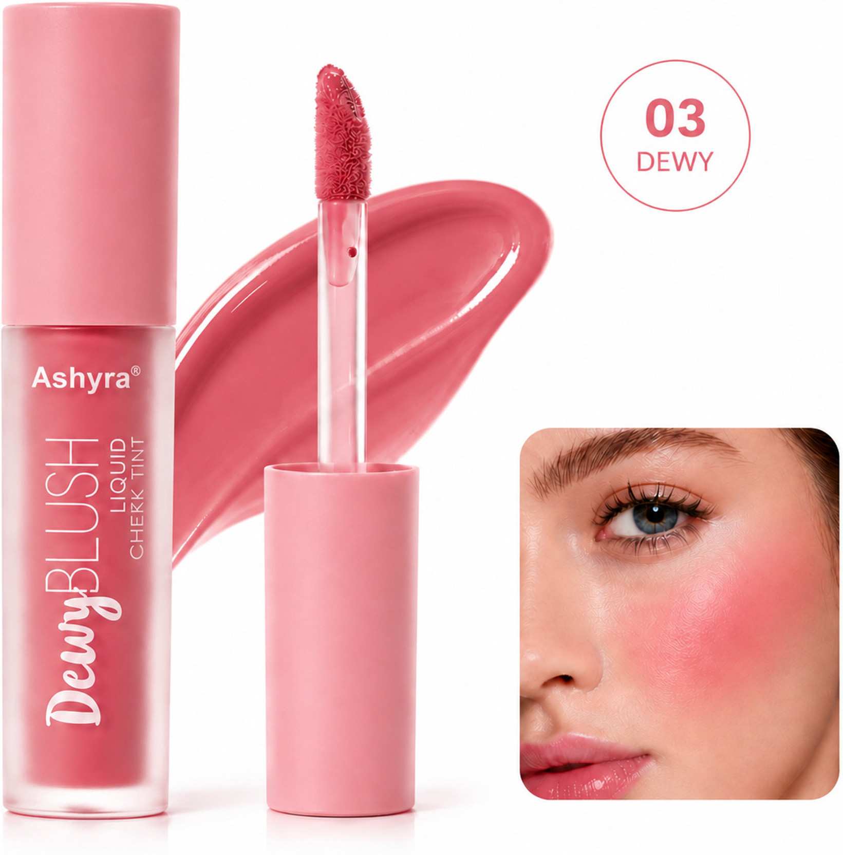Ashyra Long Lasting Liquid Blush | Dewy Cheek Tint for Soft Natural Glow