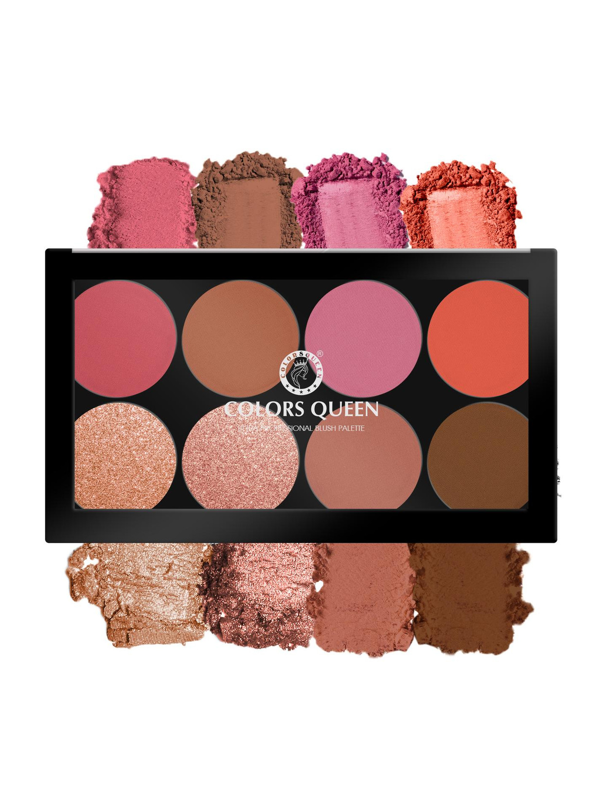 COLORS QUEEN Matte Blusher Palette with Shimmer Highlighter and Contour for Face & Cheeks