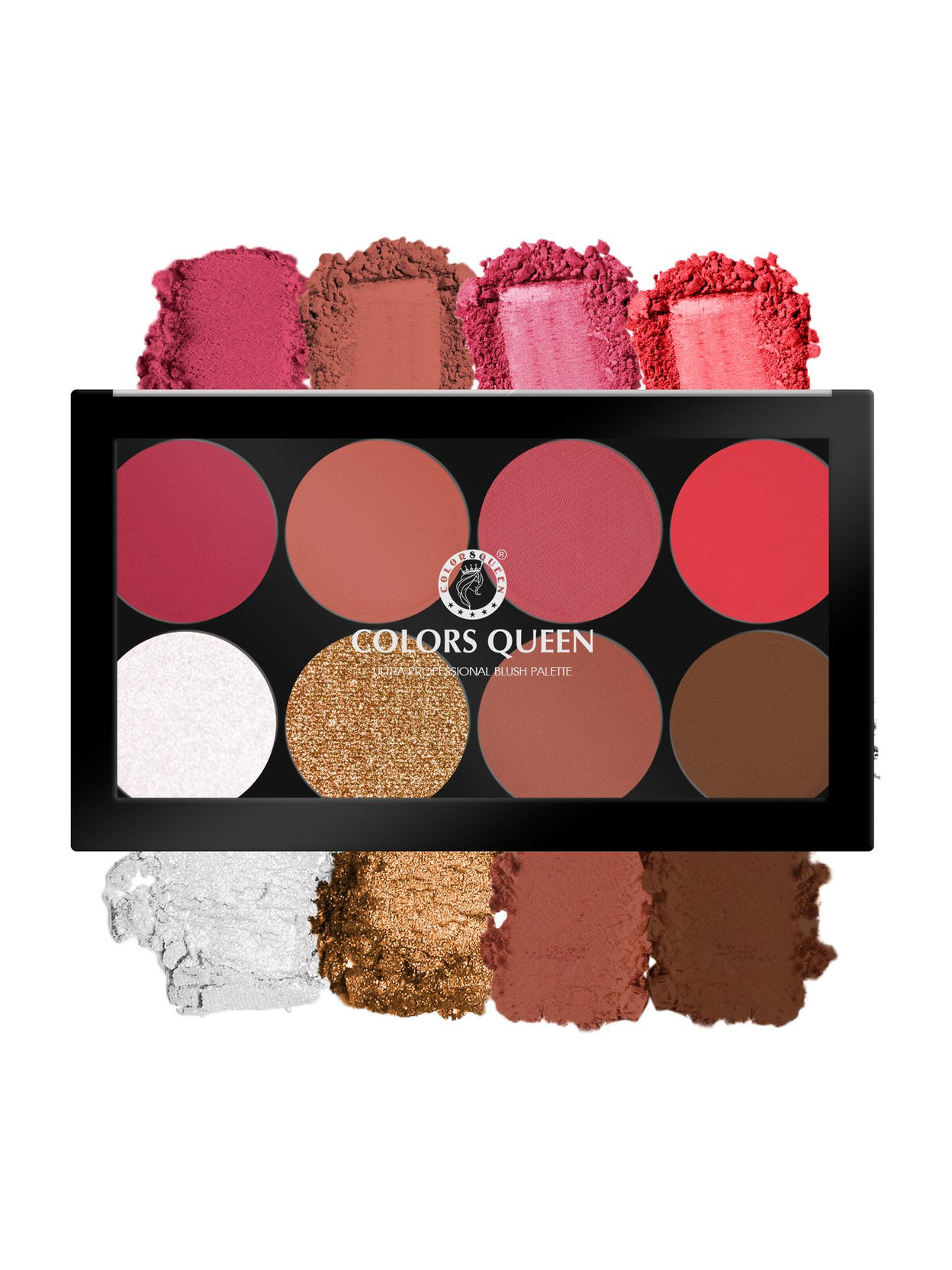 COLORS QUEEN Matte Blusher Palette with Shimmer Highlighter and Contour for Face & Cheeks