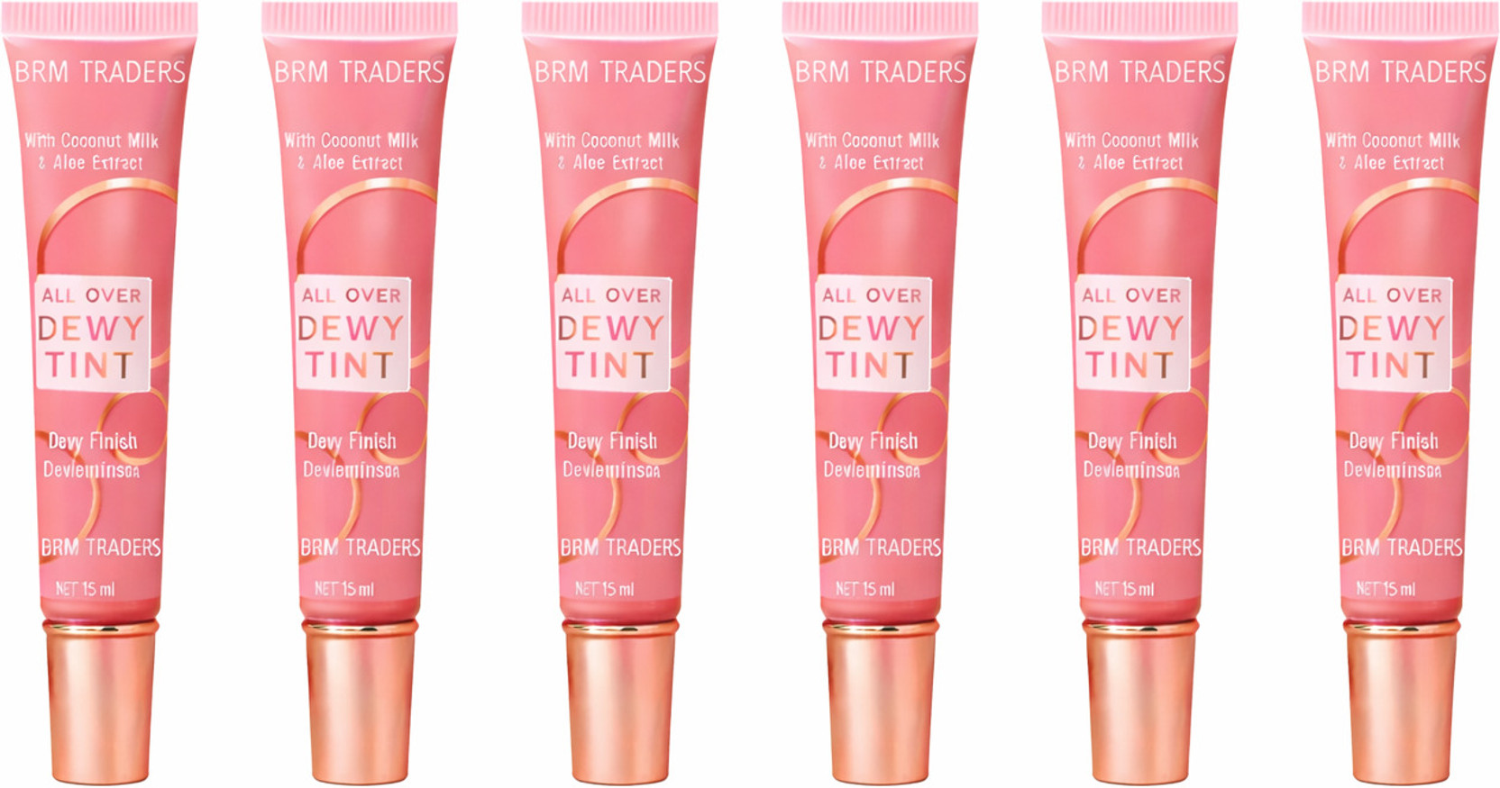 BRM TRADERS All Over Dewy Tint Lip & Cheek Tint with Natural Blush Long Lasting(Pack Of 6)