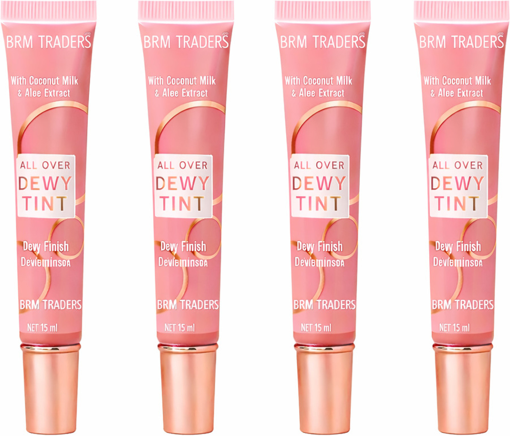 BRM TRADERS All Over Dewy Tint Lip & Cheek Tint with Natural Blush Long Lasting(Pack Of 4)