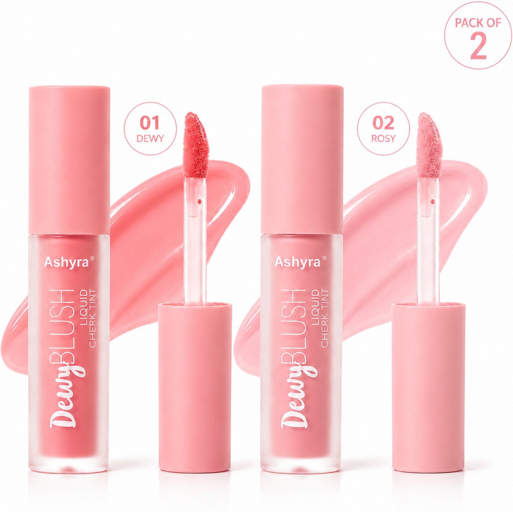 Ashyra Liquid Blush Pack of 2 | Long Lasting Dewy Cheek Tint for Natural Glow