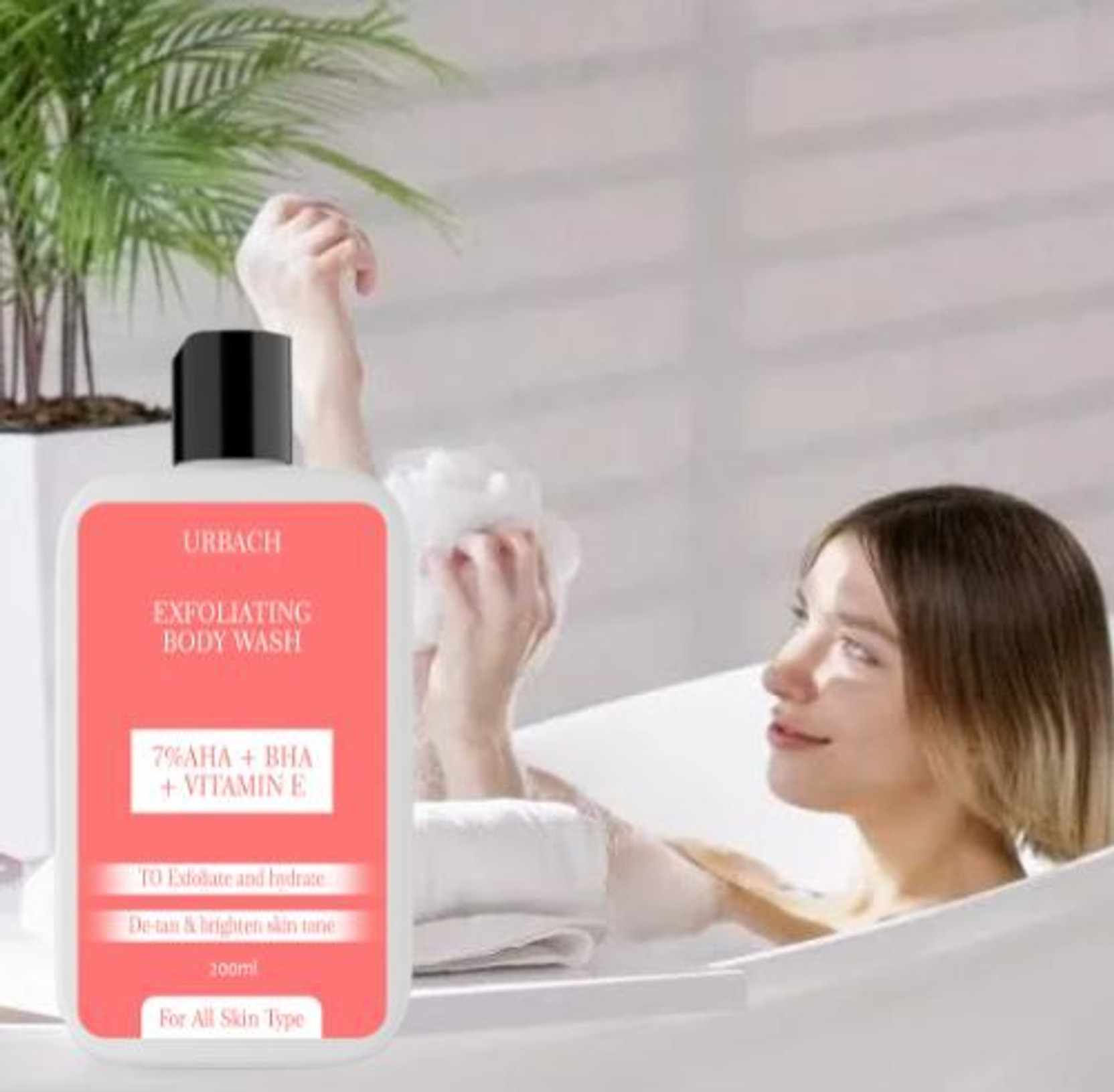urbach 7% AHA BHA De-Tan Body Wash | Glycolic & Salicylic Acid Shower Gel