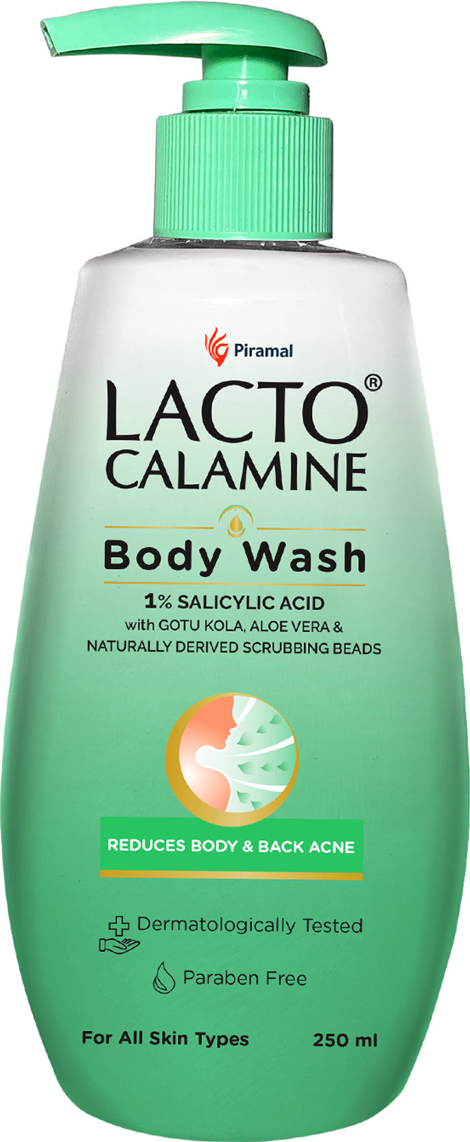 Lacto Calamine 1% Salicylic Body Wash Reduces Body and Back Acne