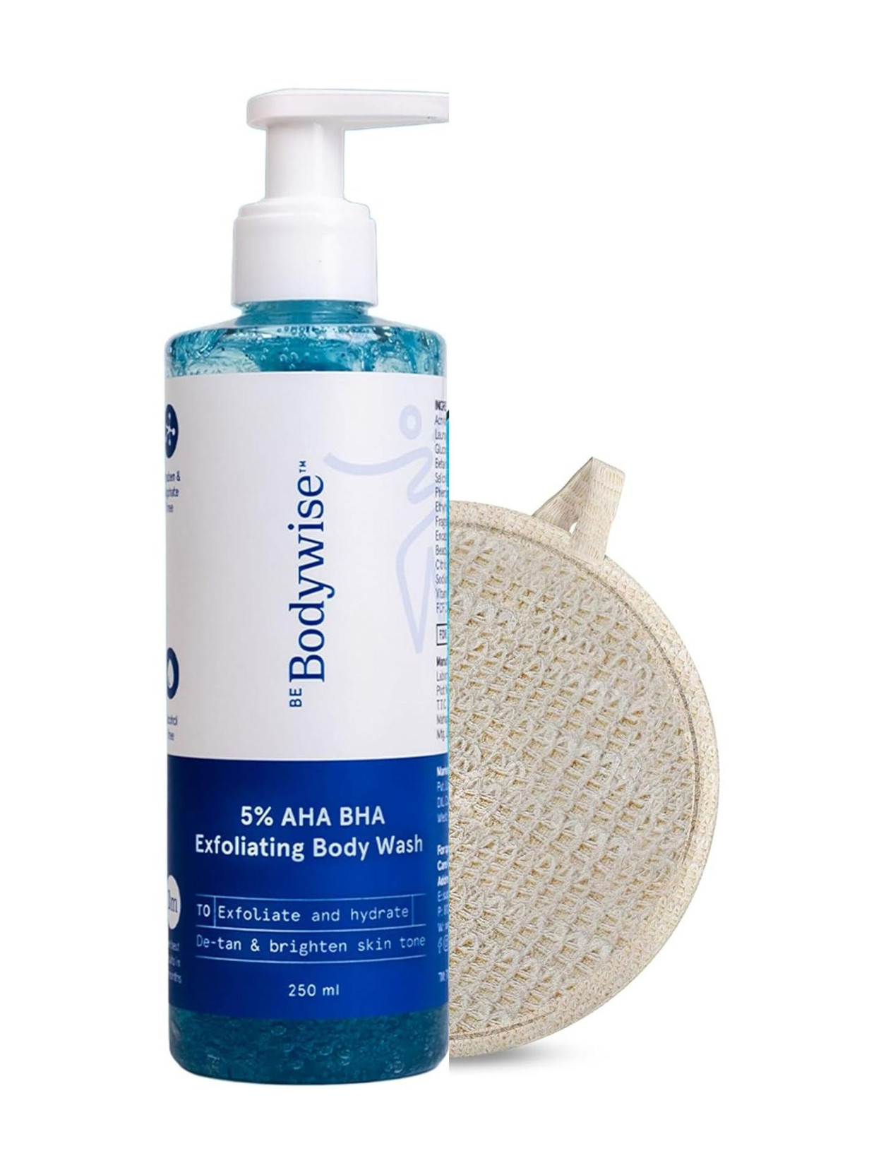 Be Bodywise 5% AHA BHA Detan Exfoliating Body Wash with Natural Loofah | Shower Gel