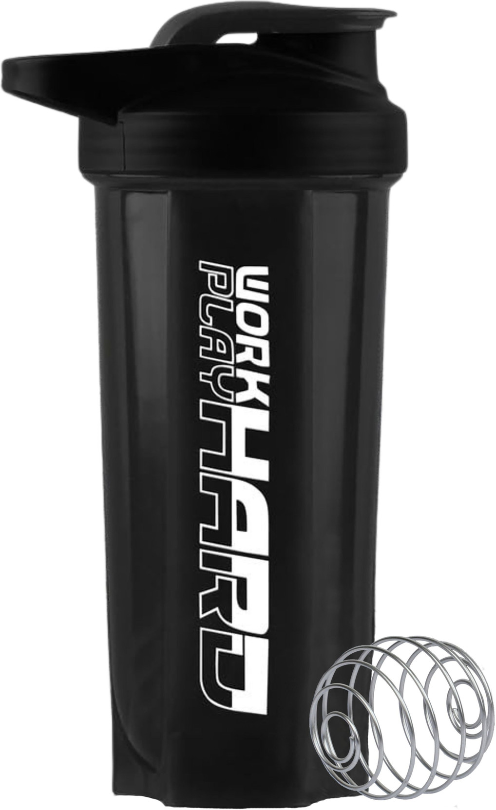 Dassio Work Hard Protein Gym Shaker Bottle with Stainless Steel Spring Ball 700 ml Plastic Shaker