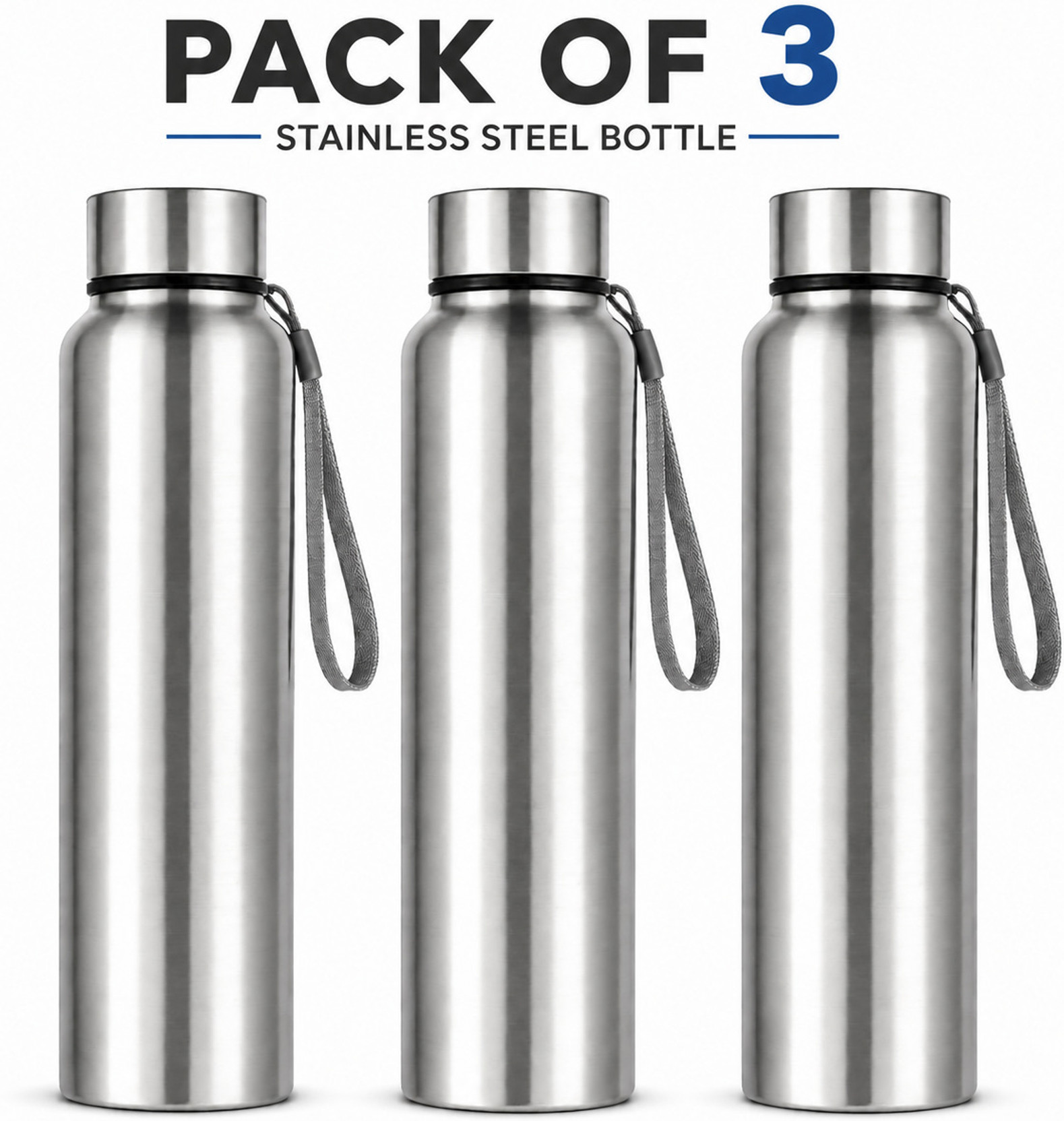 Elegant Enterprise Stainless Steel Water Bottle 1 Litre, Leak Proof with Carry Strap 1000 ml Stainless Steel Flask