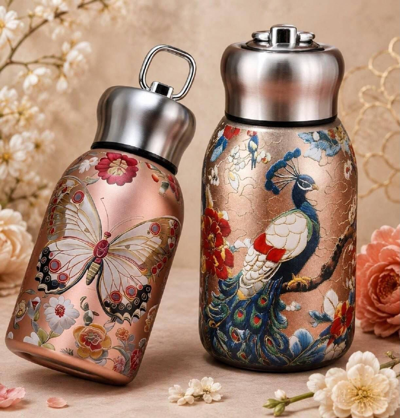 AKSHRESH ENTERPRISE Steel Water Bottle 300ML Stylish & Portable Mini Butterfly Pattern Water Bottle 300 ml Stainless Steel Flask