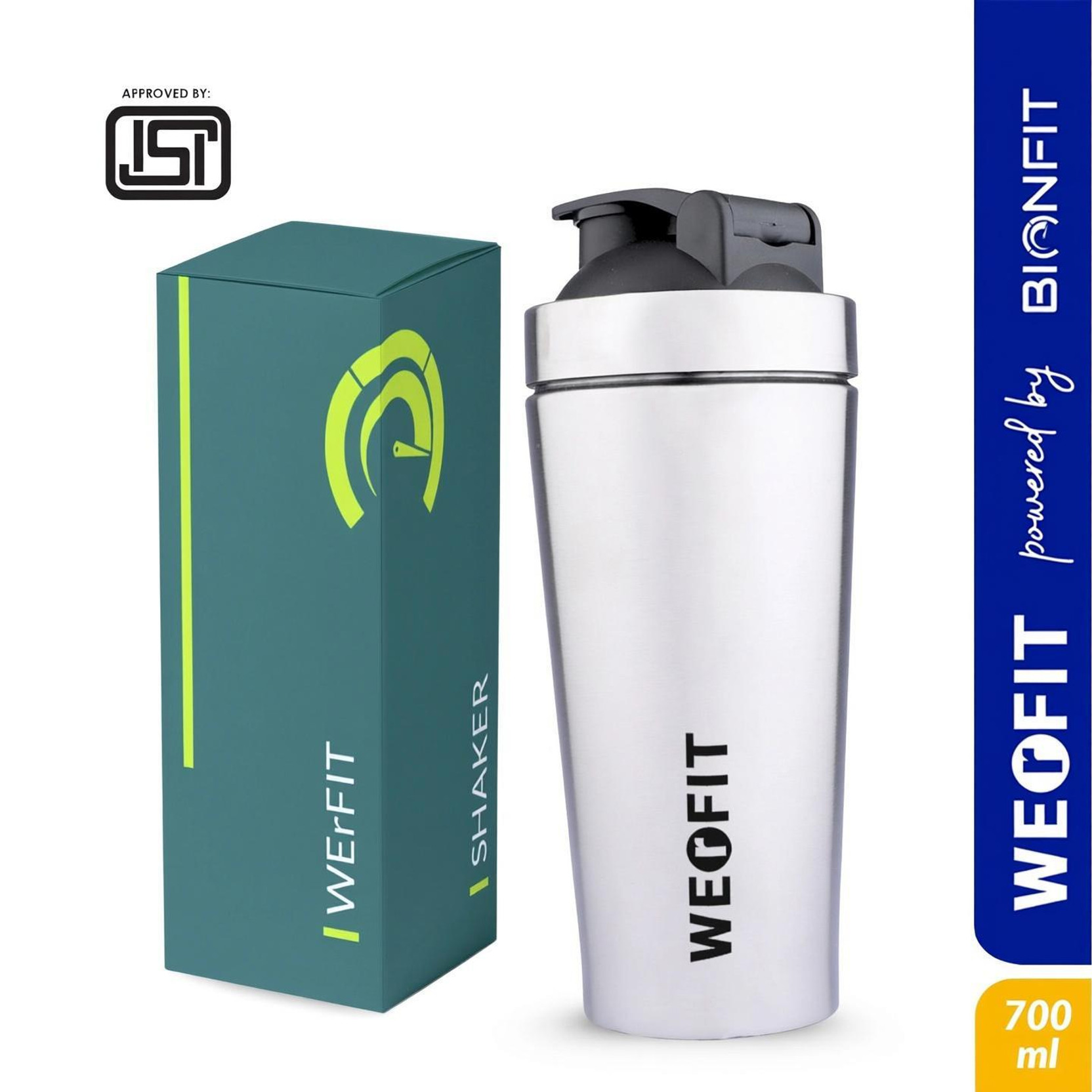 WErFIT Stainless Gym Bottle for Protein Shake, Sports and Hiking Bottle 700 ml Steel Shaker