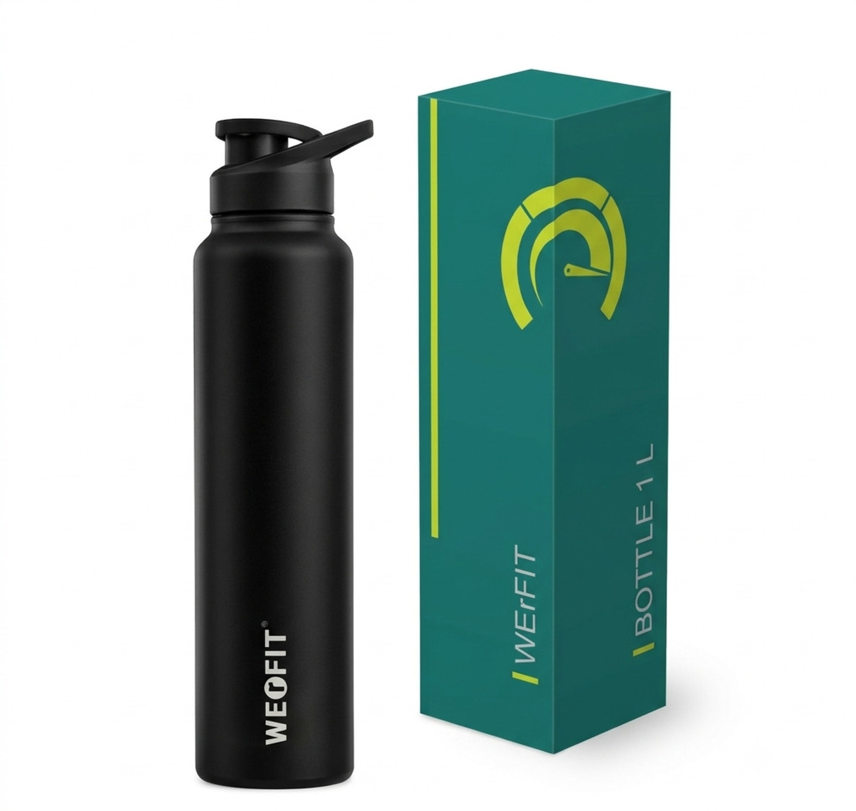 WErFIT Sports Sipper Curve 900 ml Black 900 ml Steel Shaker
