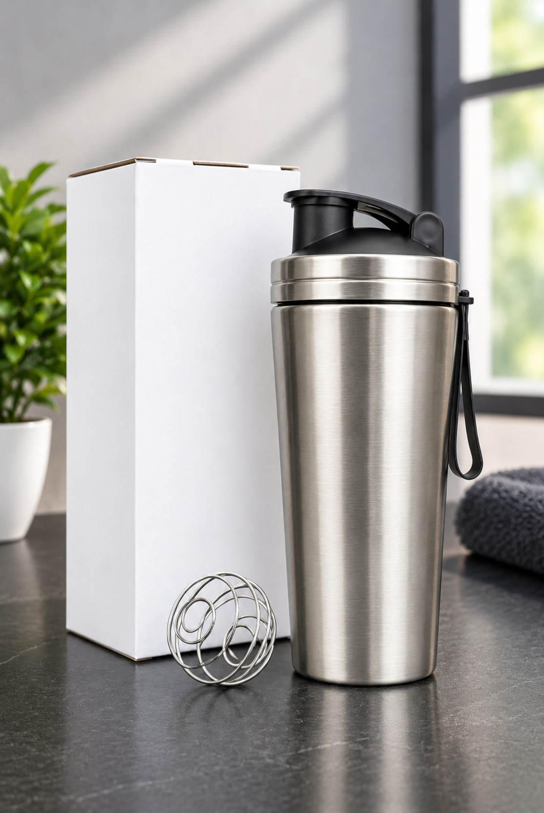 FITFORZ Stainless Steel Protein Shaker Bottle 750ml with Mixing Ball for Gym 750 ml Stainless Steel Shaker