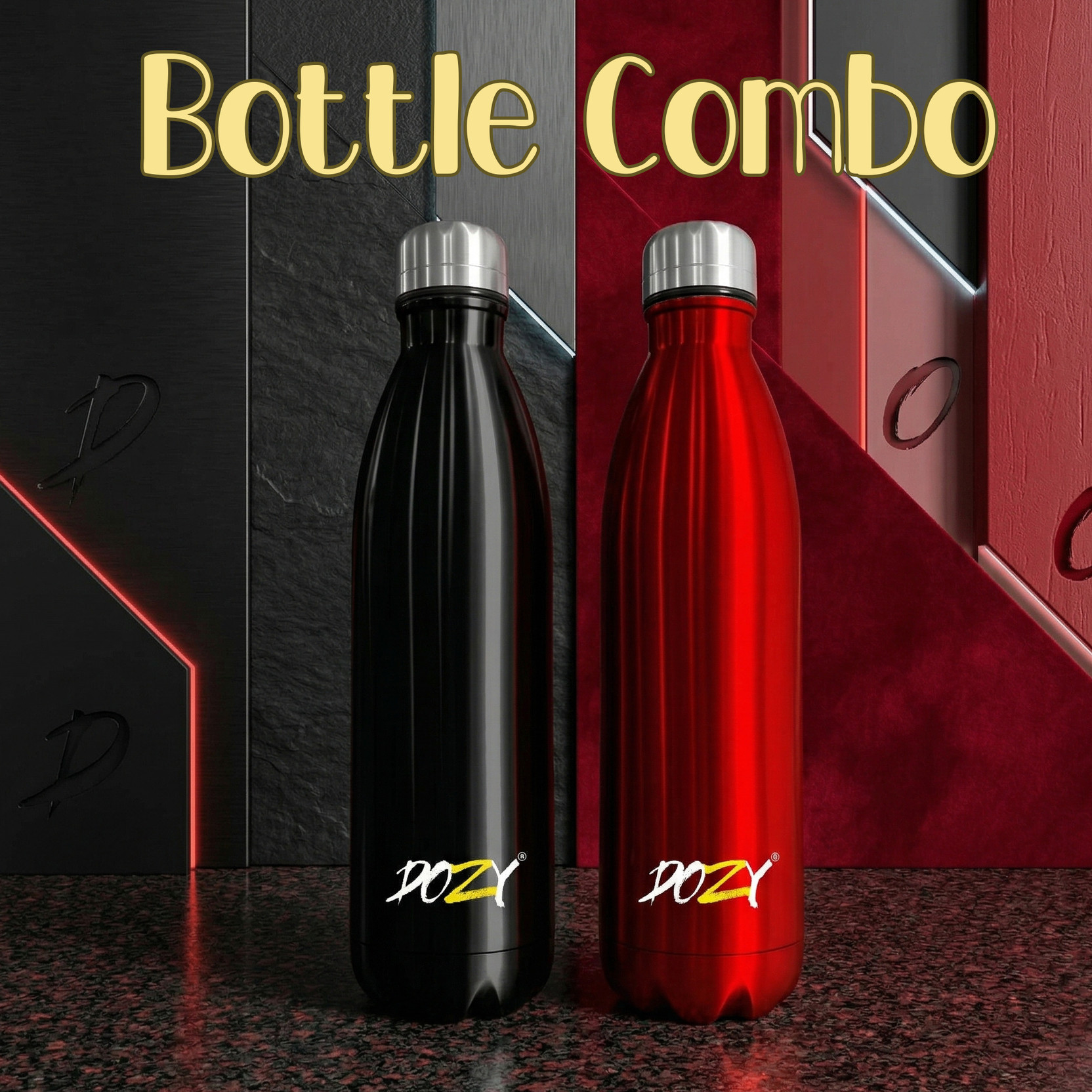Dozy Insulated Stainless Steel Water Bottle - 1000ml Hot & Cold Flask Combo 1000 ml Stainless Steel Flask