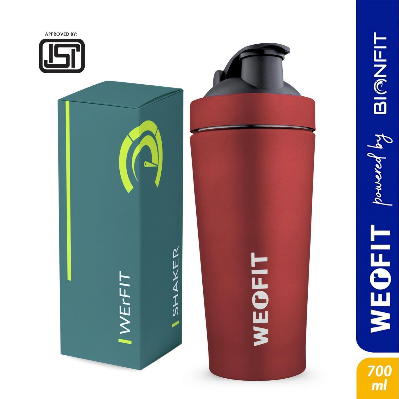 WErFIT Stainless Steel Gym Shaker Bottle for Protein Shake, Sports and Hiking 700 ml Steel Shaker