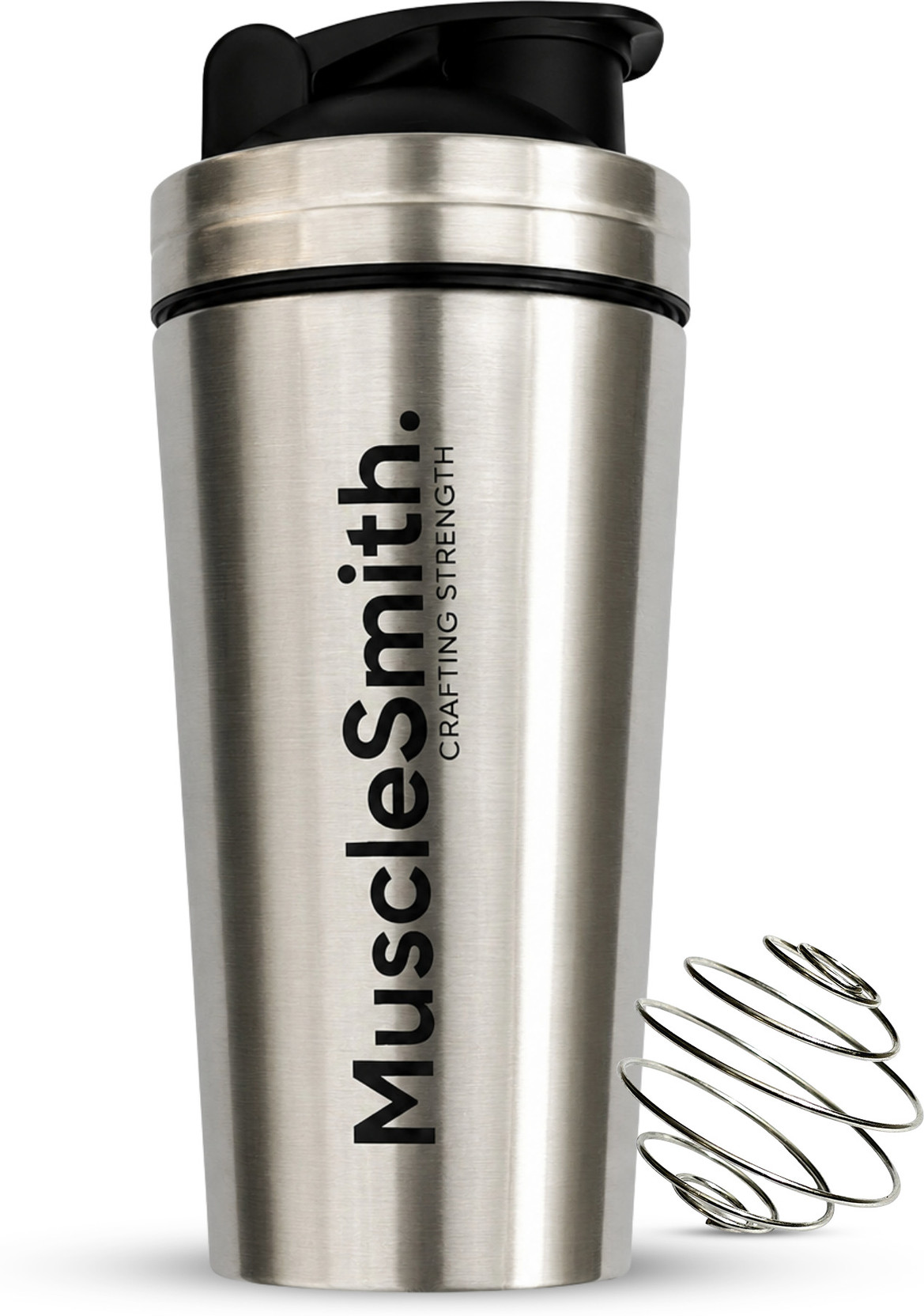 Muscle Smith Gym Shaker with Mixing Ball, Leakproof Sipper Bottle For Protein Shake 750 ml Stainless Steel Shaker