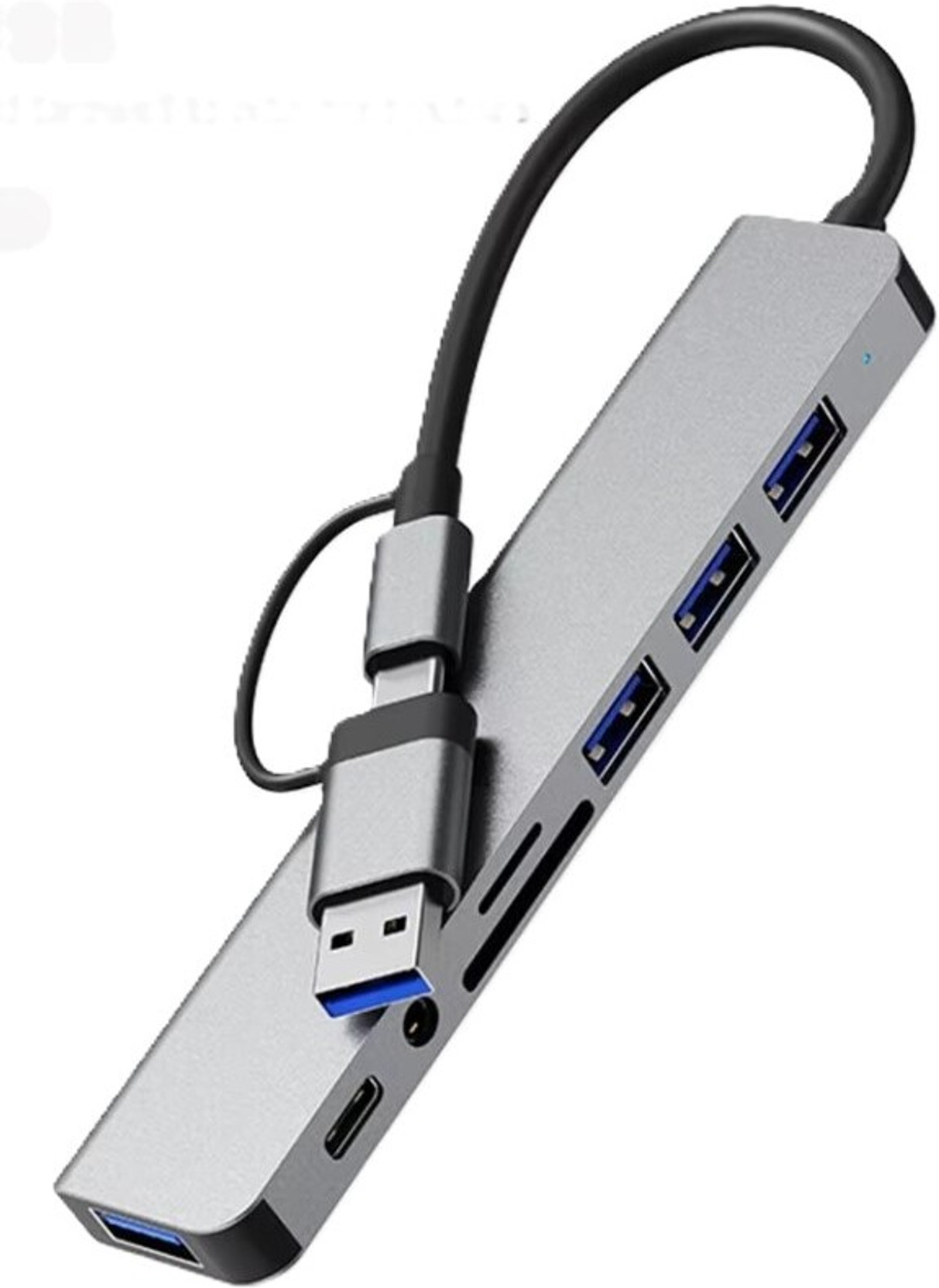 PLUGPULSES Multiport USB Type C Hub with SD/TF Card Reader, USB 3.0 & 3.5mm Mic Support 8-in-1 Multiport USB Hub, 3x USB 3.0 Ports, SD/TF Card Reader and 3.5mm Audio USB Hub