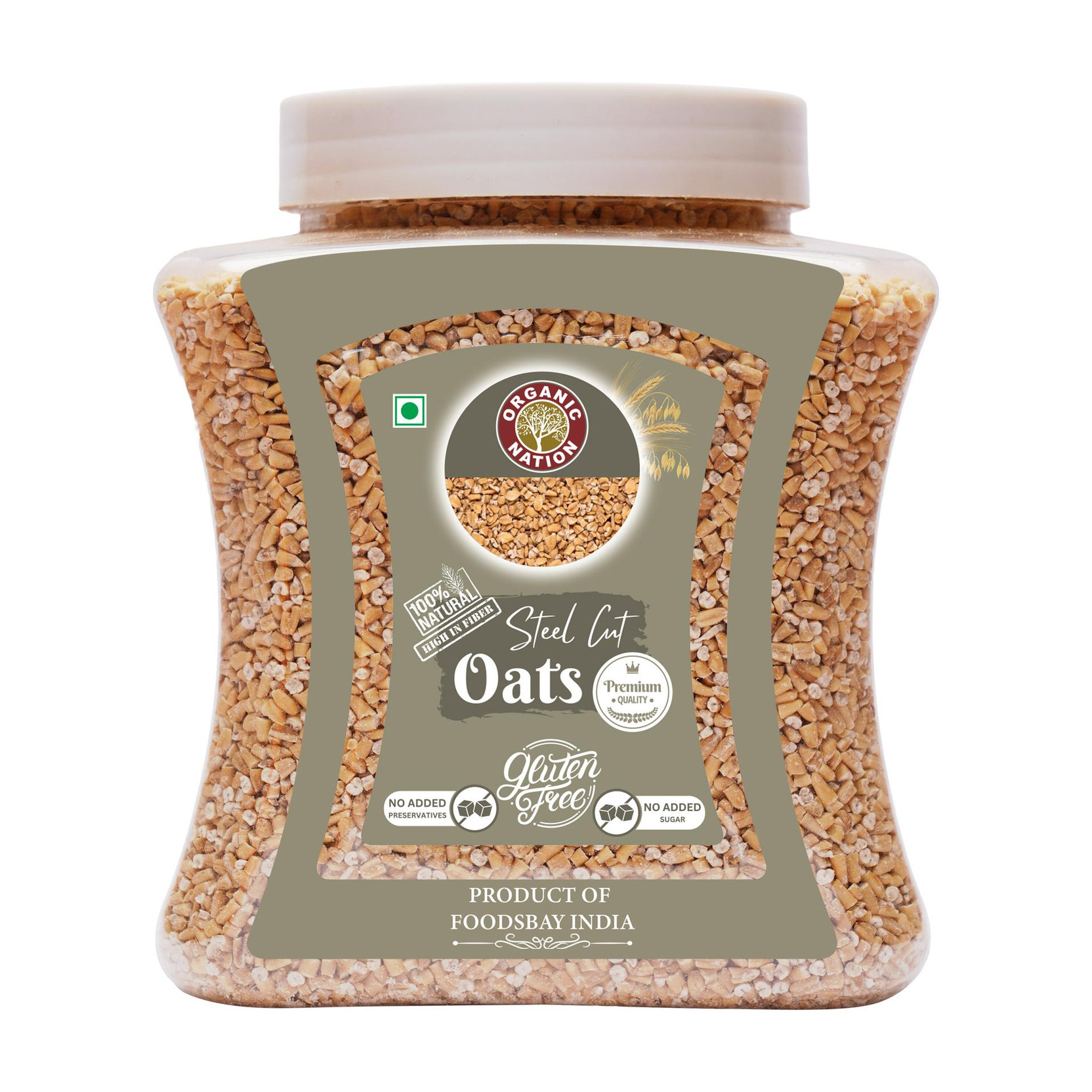 Organic Nation Steel Cut Oats 1kg|High Fiber Whole Grain Healthy Breakfast Oats| Gluten Free