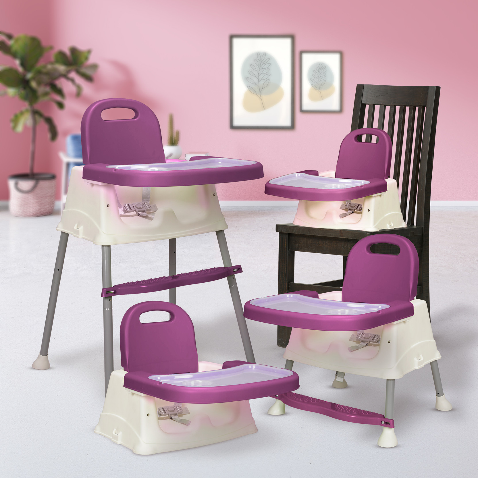 LuvLap 4 in 1 Convertible Baby High Chair with footrest & booster seat for Baby Feeding