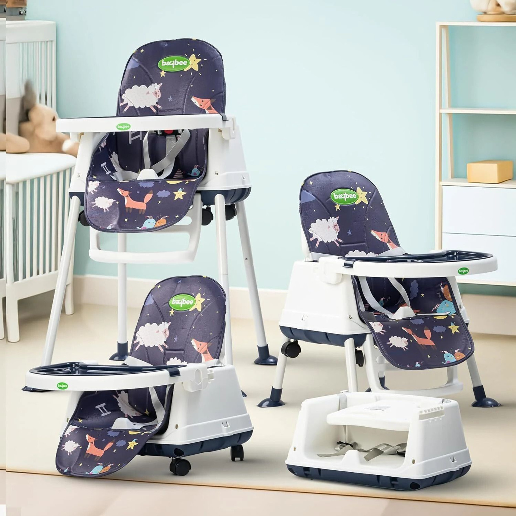 baybee 4-in-1 Baby High Chair | Foldable, Adjustable, Safe & Easy to Clean