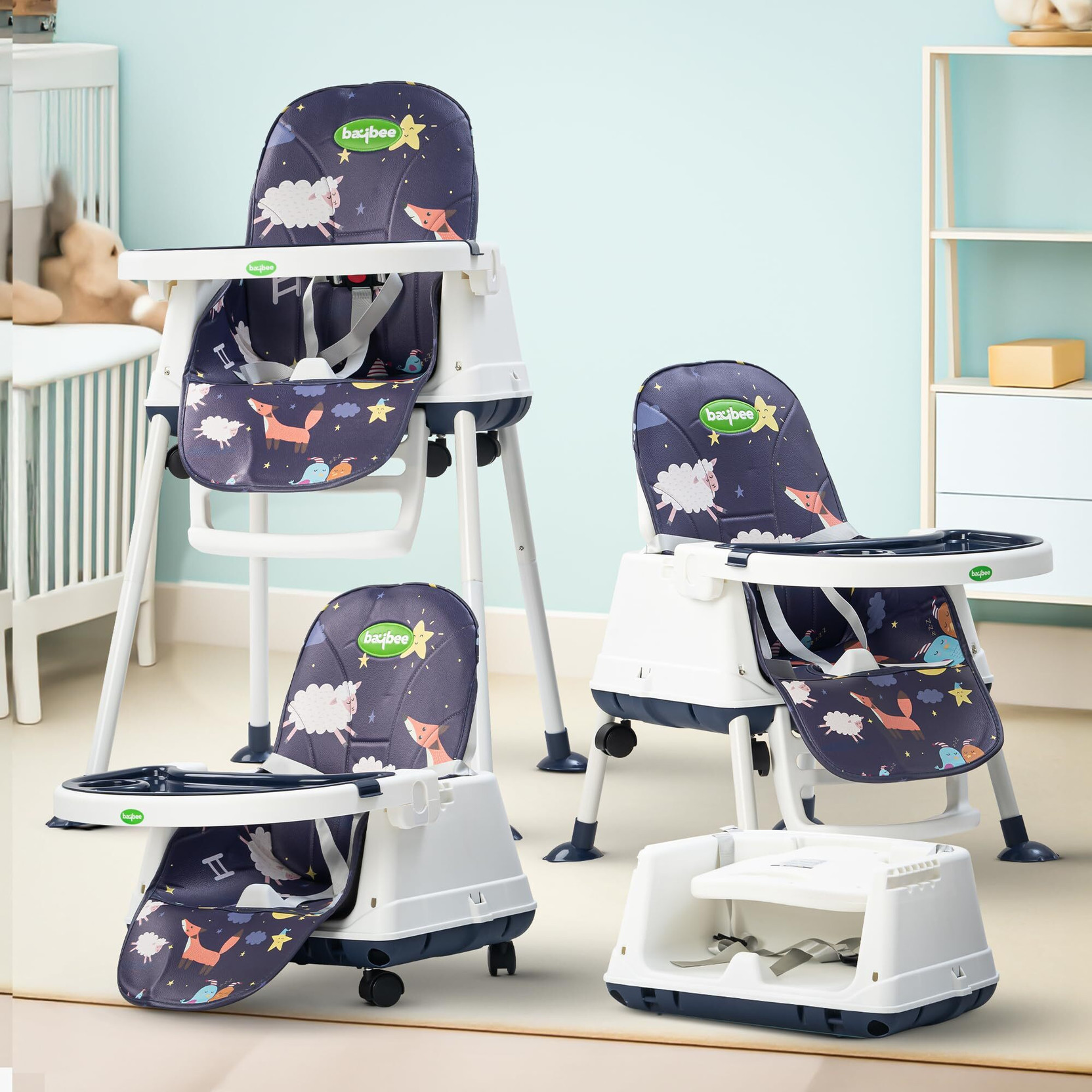 baybee 4-in-1 Baby High Chair | Foldable, Adjustable, Safe & Easy to Clean