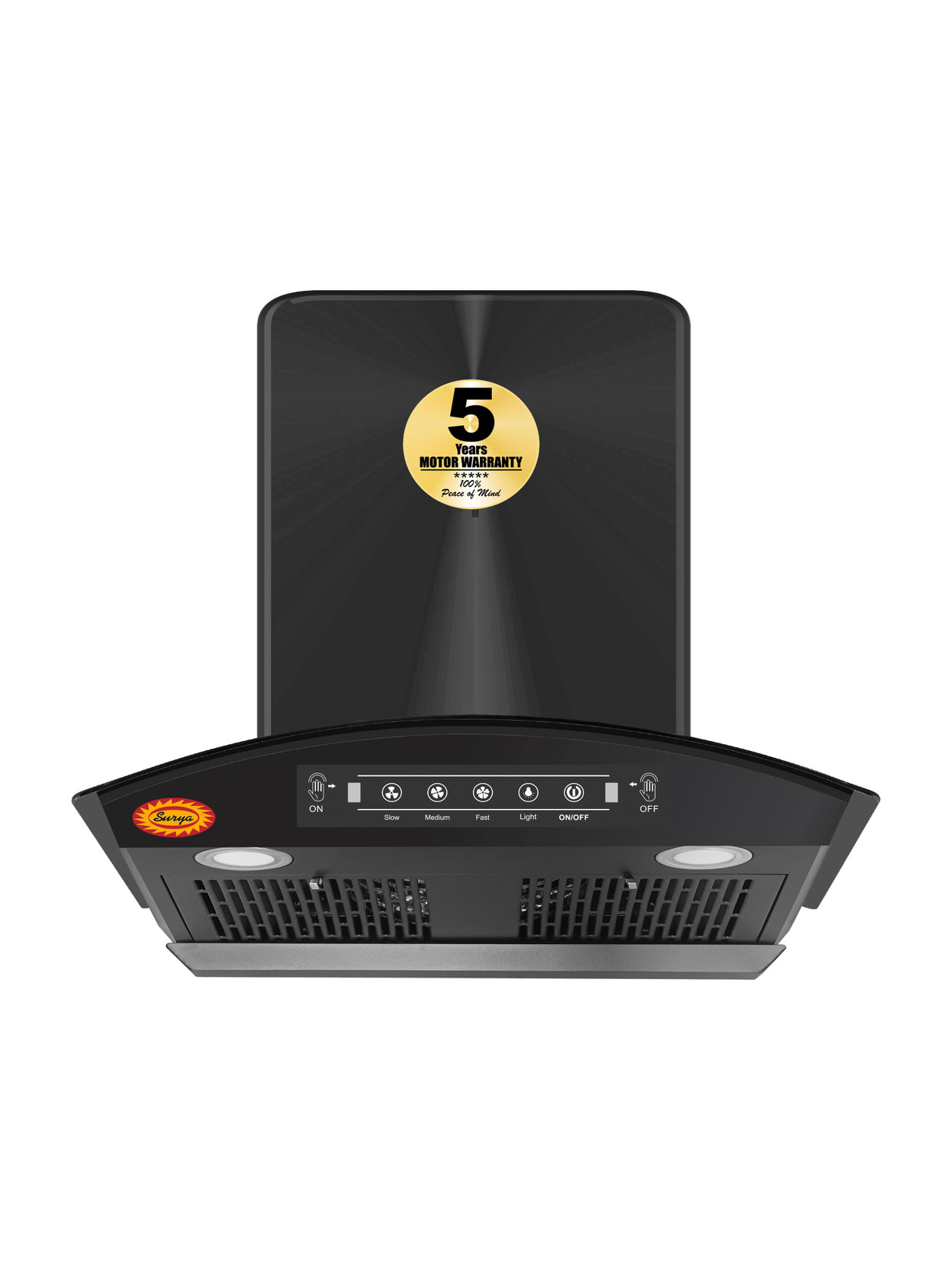 SURYA Nano60 Black 1250 CMH 60 cm Auto Clean Chimney
