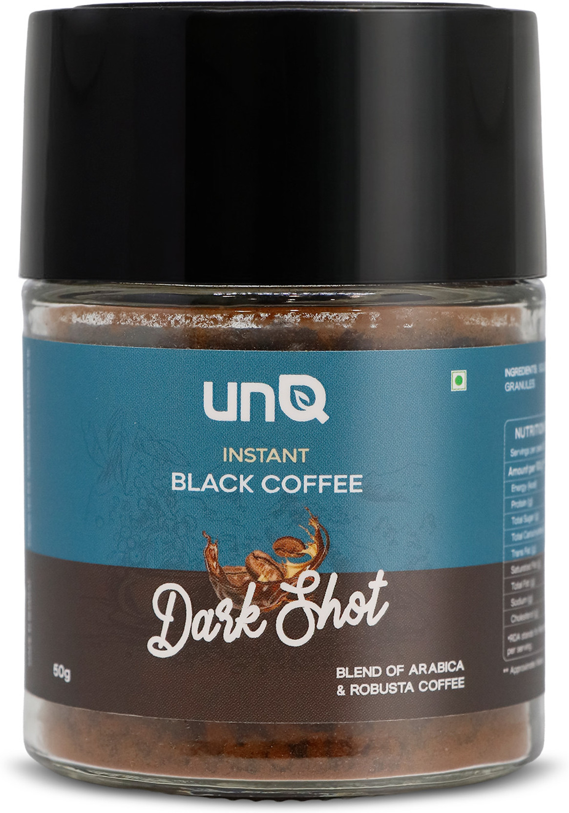 UNQ Darkshot Instant Black Coffee - Arabica | Strong Coffee | 25 Cups Instant Coffee