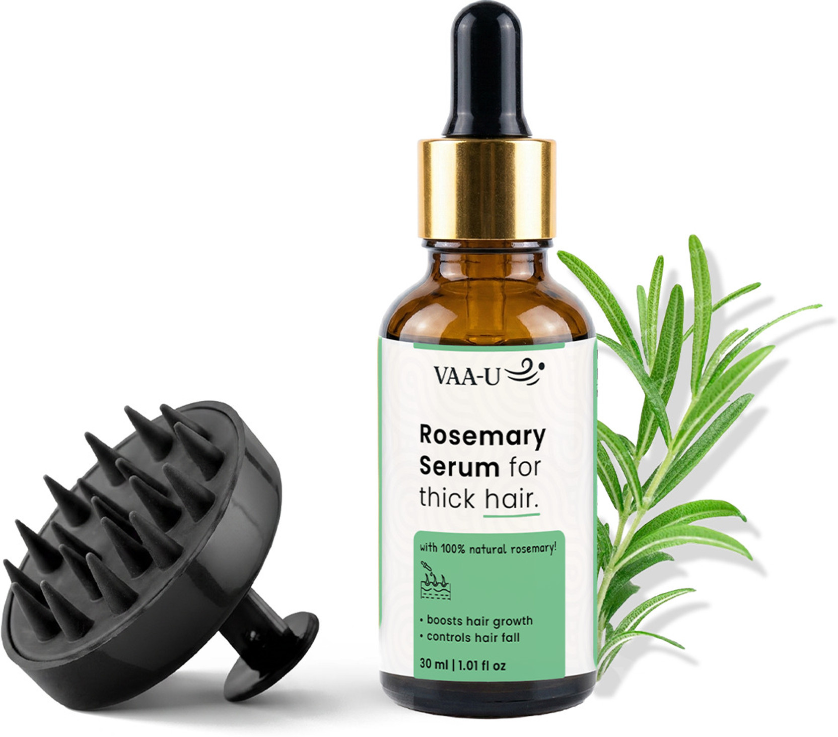 VAA-U Rosemary Advanced Hair Growth Serum (30ml) with Scalp Massager | Reduces Hair Fall, Promotes Hair Growth