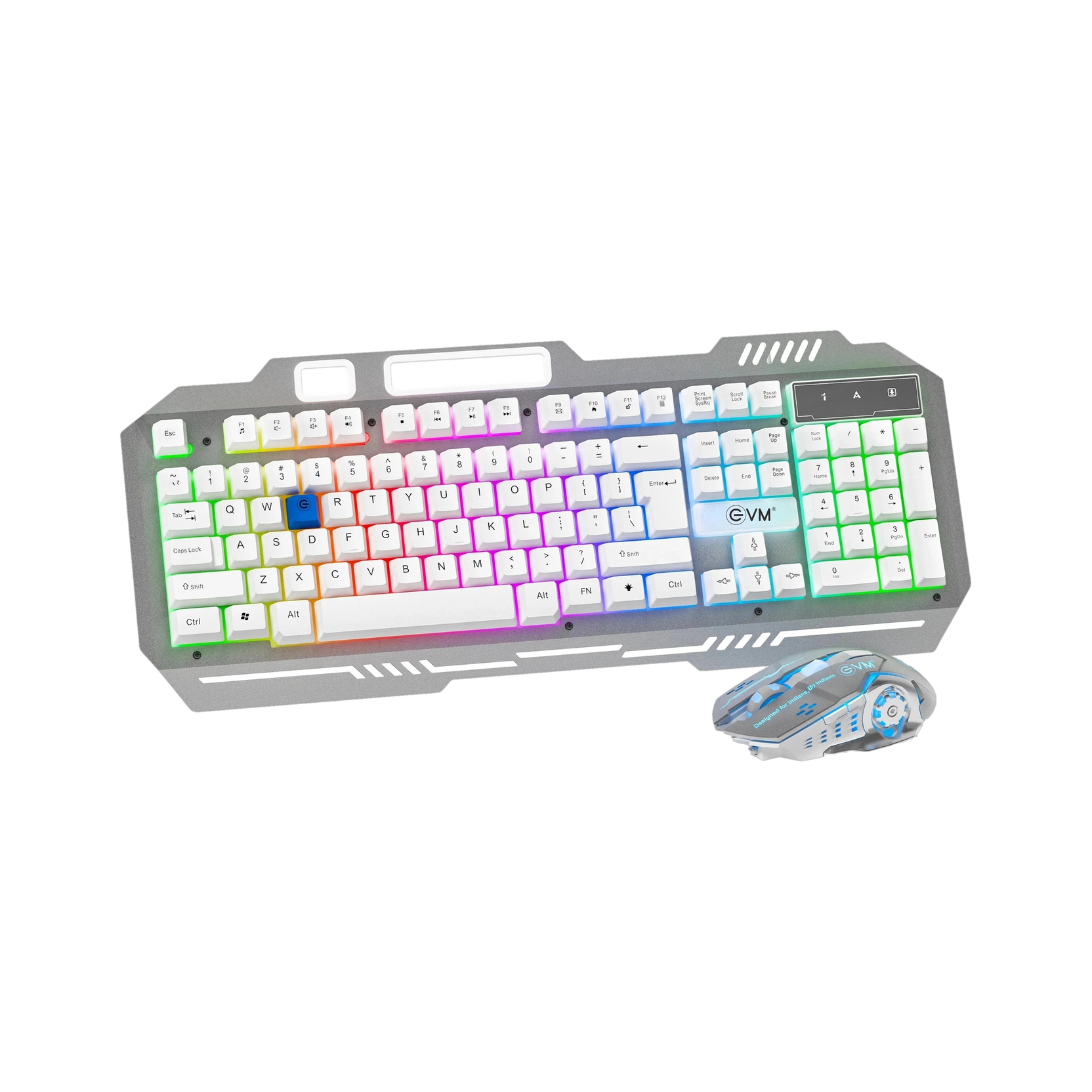 EVM EnClaw WDKM-612 Wired USB Standard Laptop Keyboard Compatible with Desktop, Laptop, Mac with Upto 7200 DPI Optical Mouse, 1.5m Braided Cable, Gold-Plated USB, RGB Multi-color Backlight, 19-Key Ant