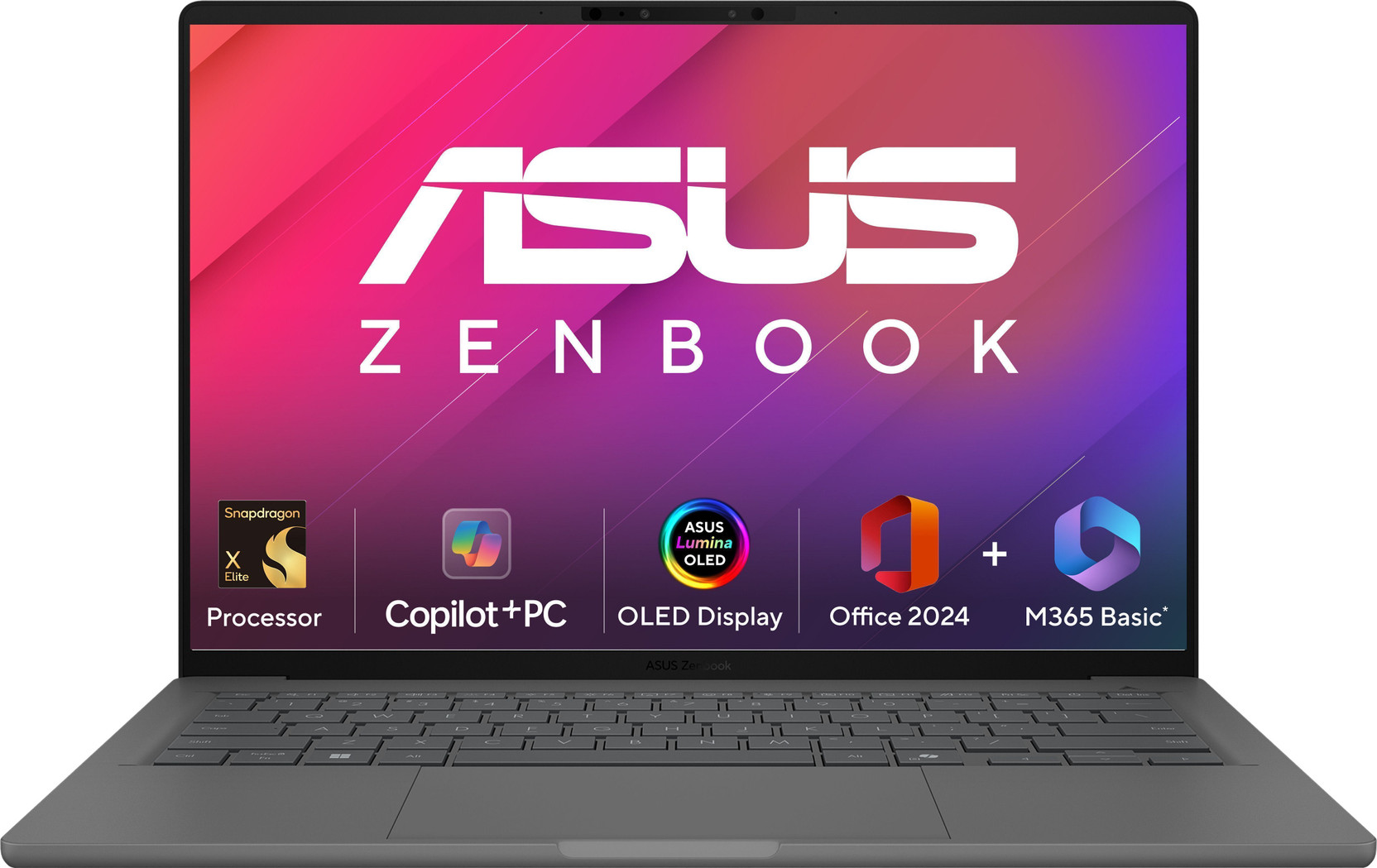 ASUS Zenbook A14 OLED (2025), MSO 2024 + M365 Basic, Metal Body, Backlit Keyboard, Snapdragon Snapdrag...