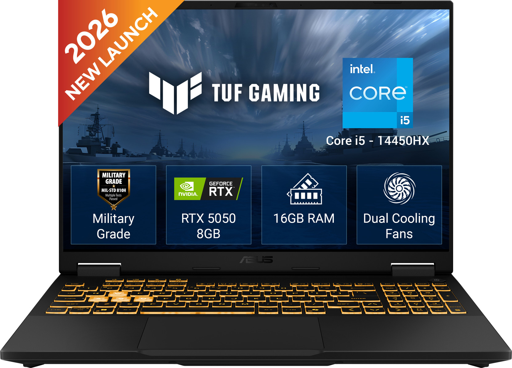 ASUS TUF Gaming F16 (2026) Intel Core i5 14th Gen 14450HX - (16 GB/512 GB SSD/Windows 11 Home/8 GB Gra...