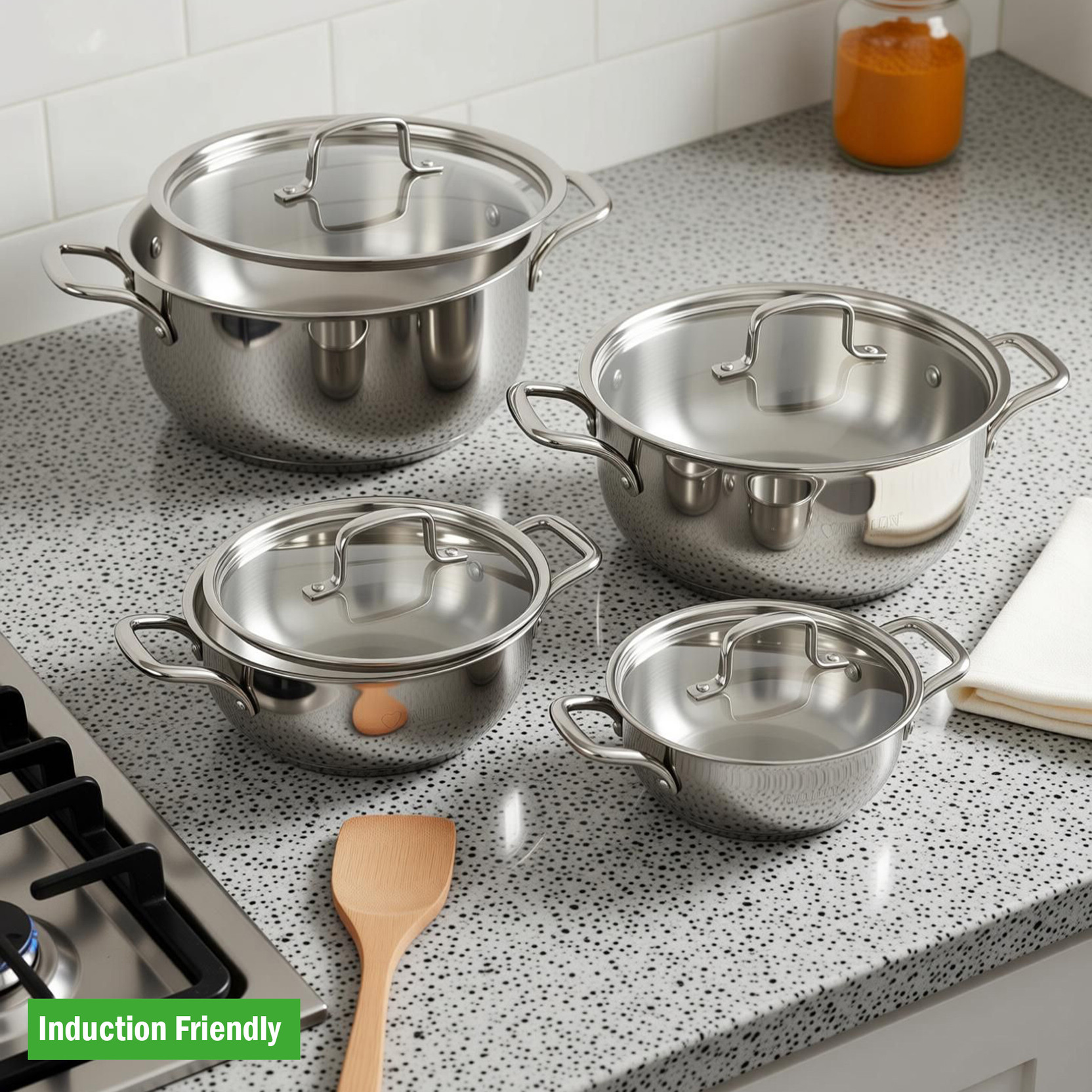 NIRLON Plus Triply Stainless Steel Cookware Combo Set Induction Bottom Cookware Set