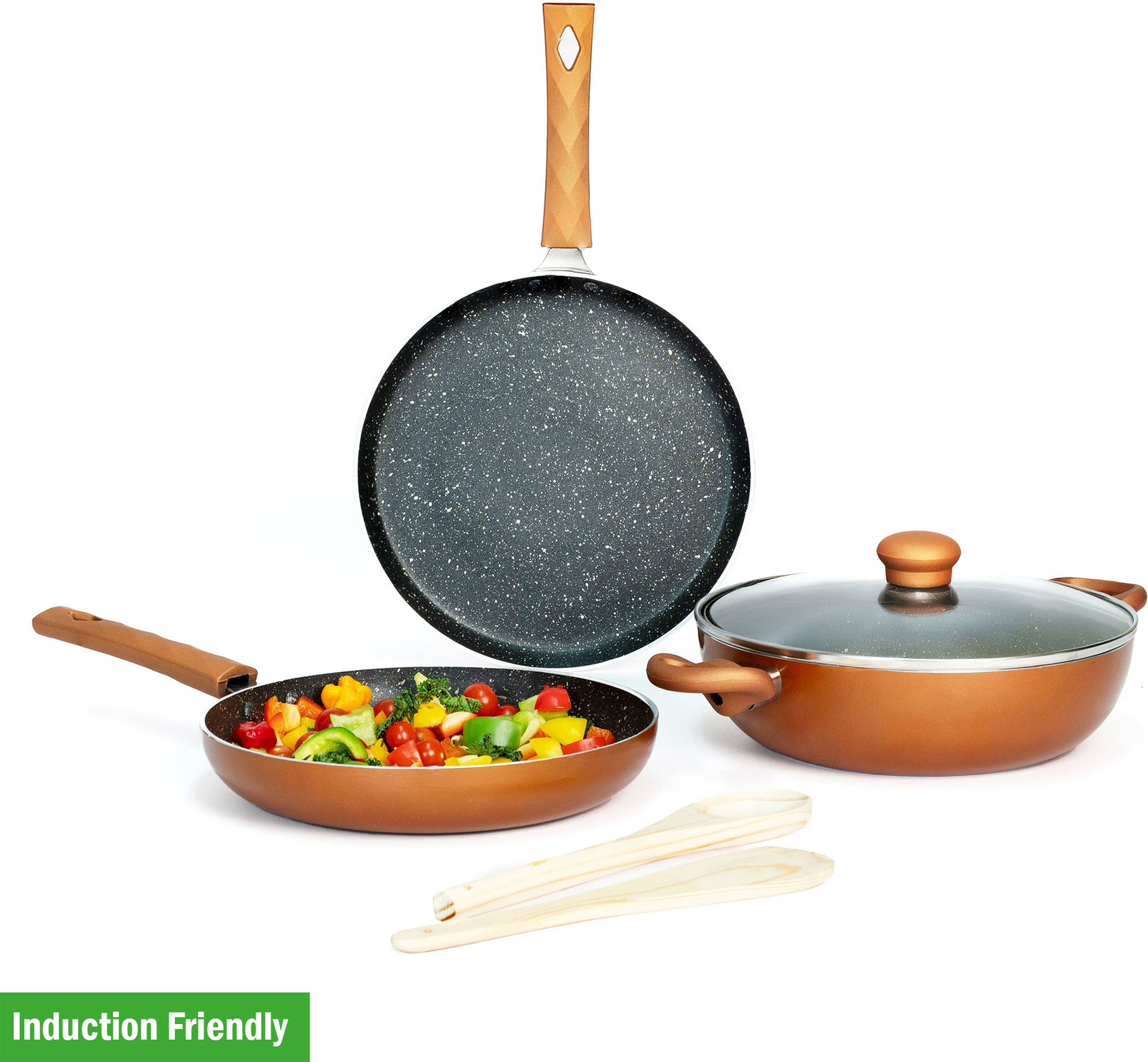 Kreme Granite Induction Bottom Non-Stick Coated Cookware Set