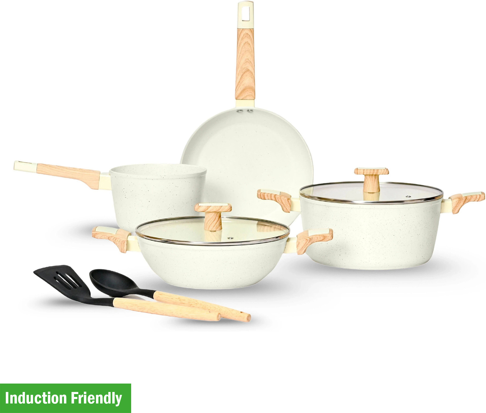 Kréme Ceracook Granite Ceramic Cookware Set of 4pcs Induction Bottom Cookware Set