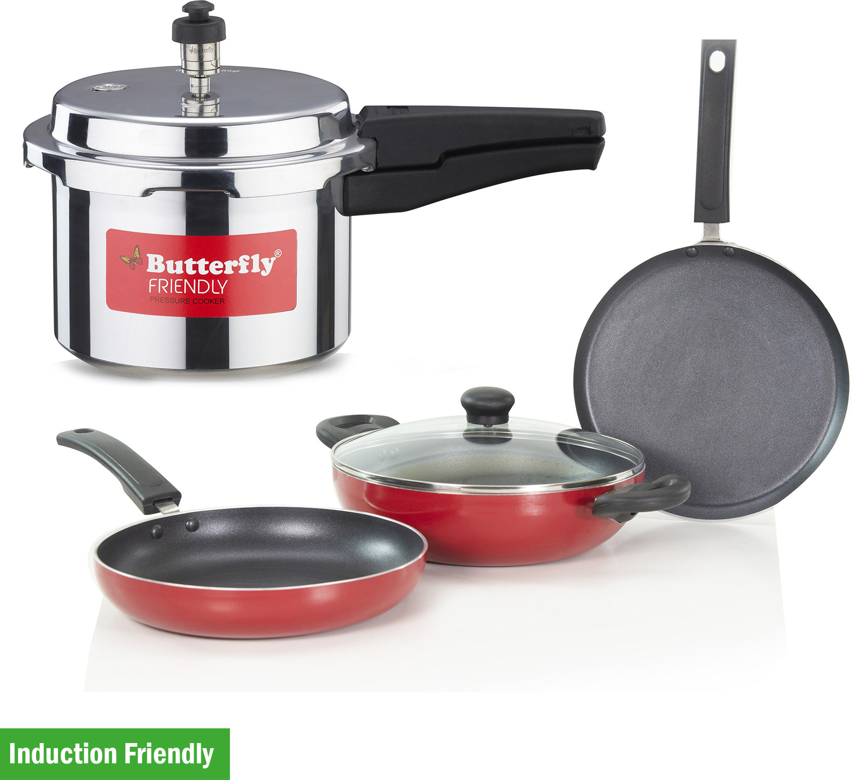 Butterfly Friendly Base / IB Kitchen Starter Kit Induction Bottom Non-Stick Coated Cookware Set