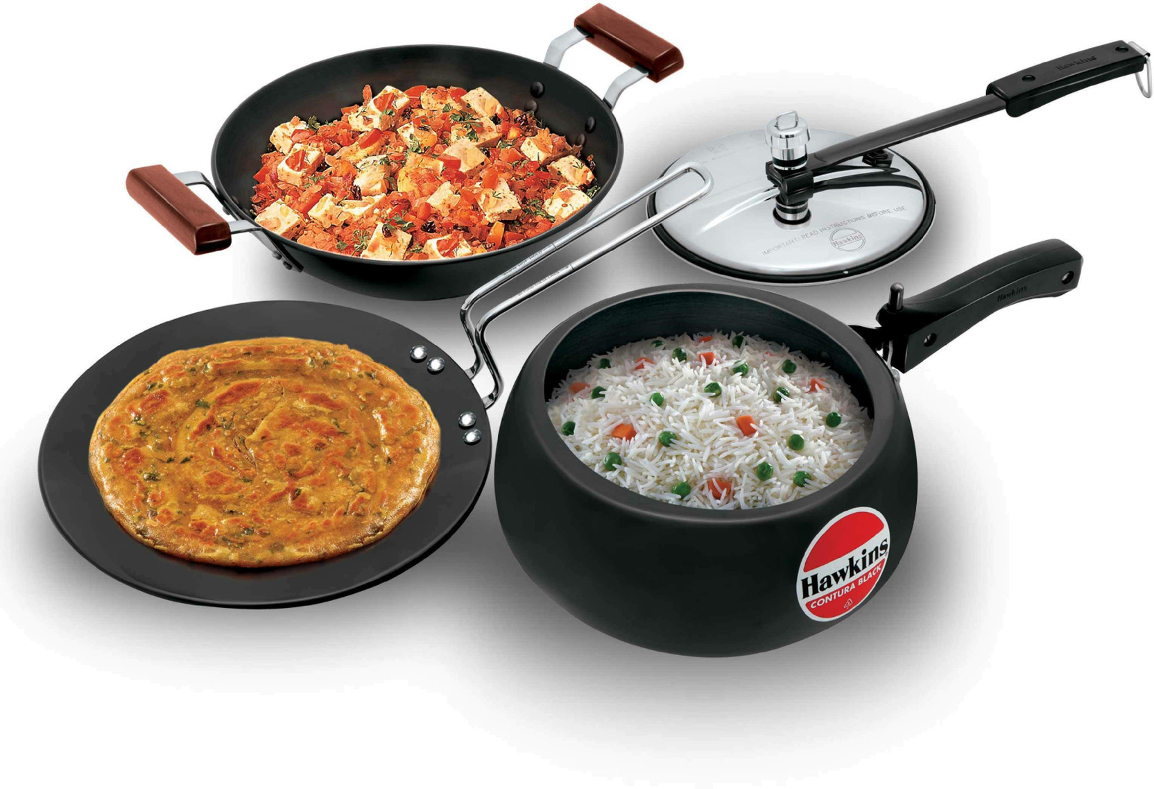 Hawkins Triniti Kitchen Set - Pressure Cooker, Kadhai, Tava Combo (PCWSET1) Cookware Set