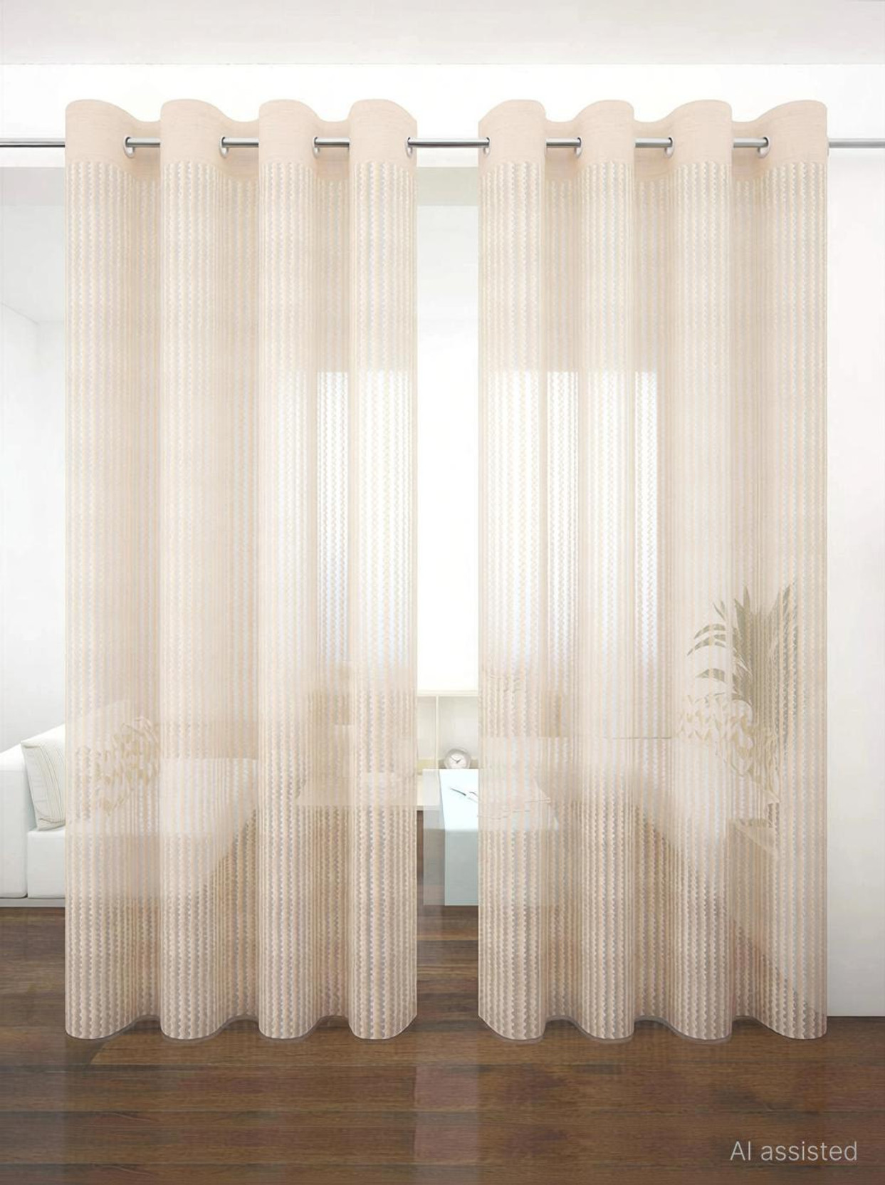 BANAVY 275 cm (9 ft) Long Door Tissue, Net Semi Transparent Curtain (Pack Of 2)