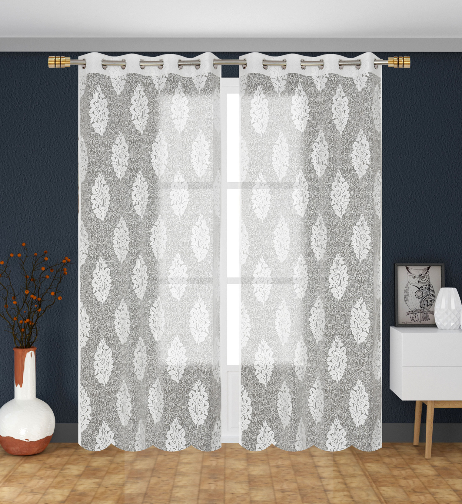Fabrilia 274 cm (9 ft) Long Door Net Semi Transparent Curtain (Pack Of 2)