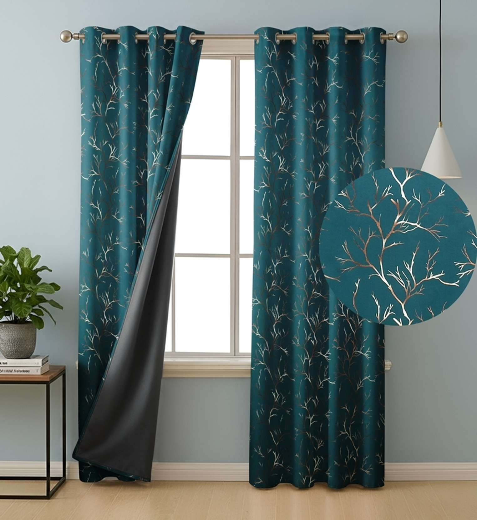RED RIBBON DECOR 213.36 cm (7 ft) Door Polyester Blackout Curtain (Pack Of 2)