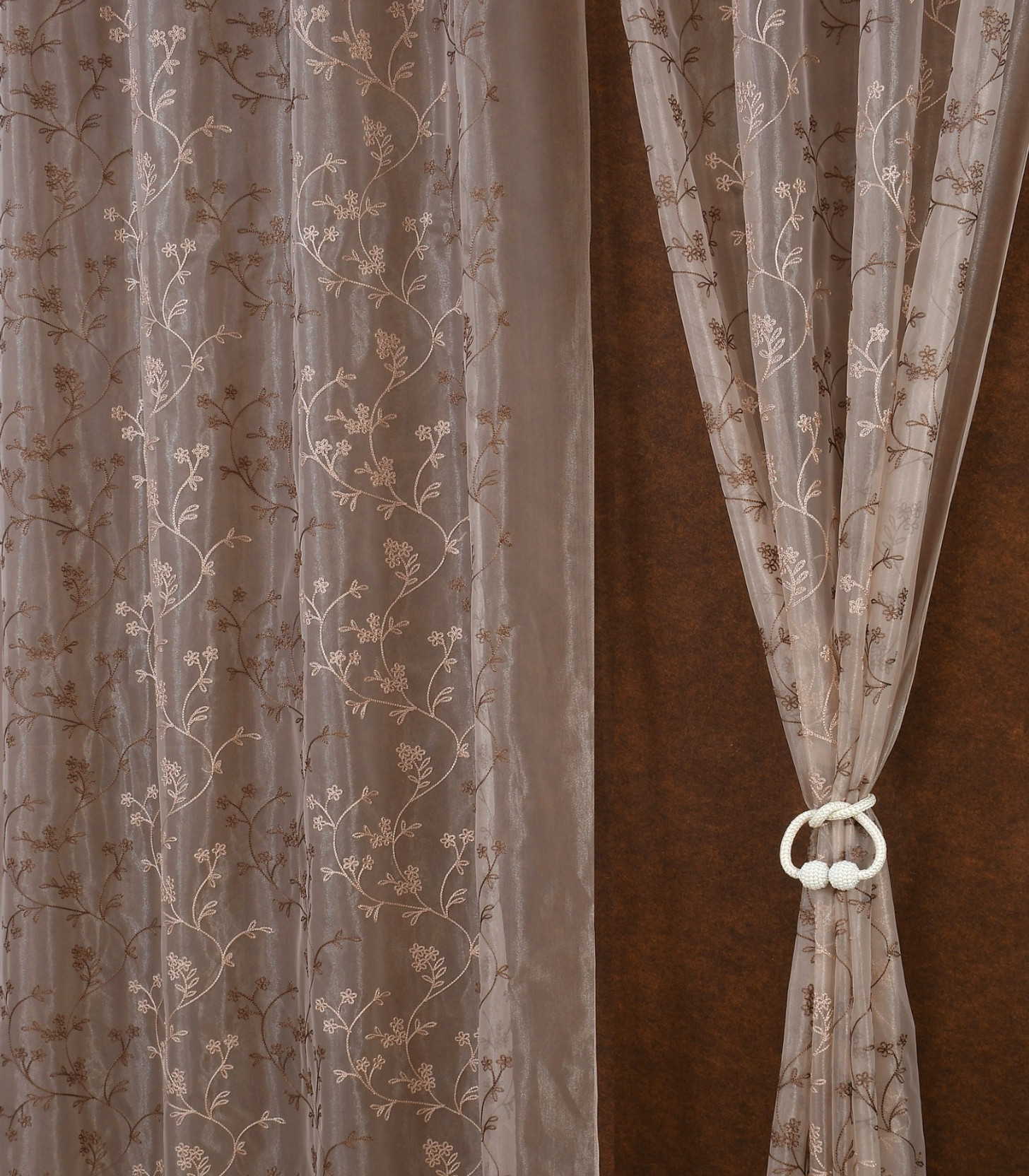 ABODRIC 274 cm (9 ft) Long Door Polyester Semi Transparent Curtain (Pack Of 2)