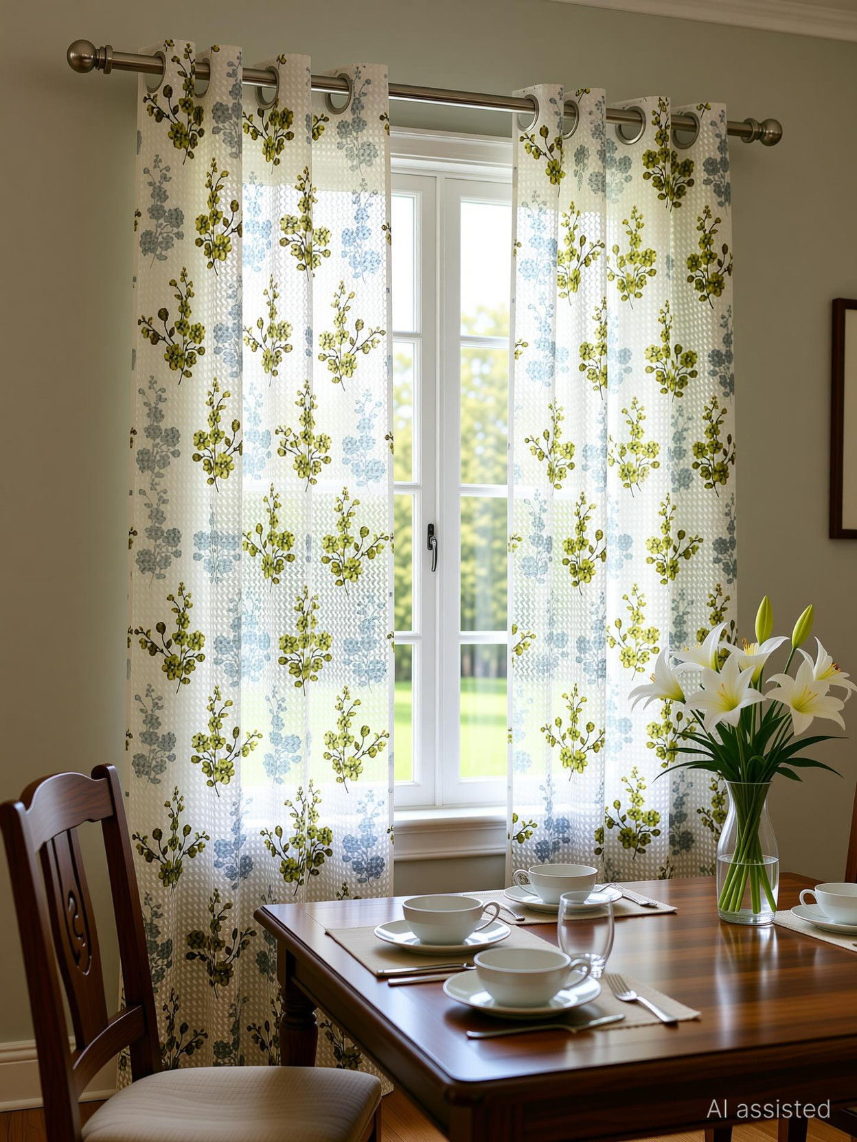 Rashee Creations 274 cm (9 ft) Long Door Net Transparent Curtain (Pack Of 2)
