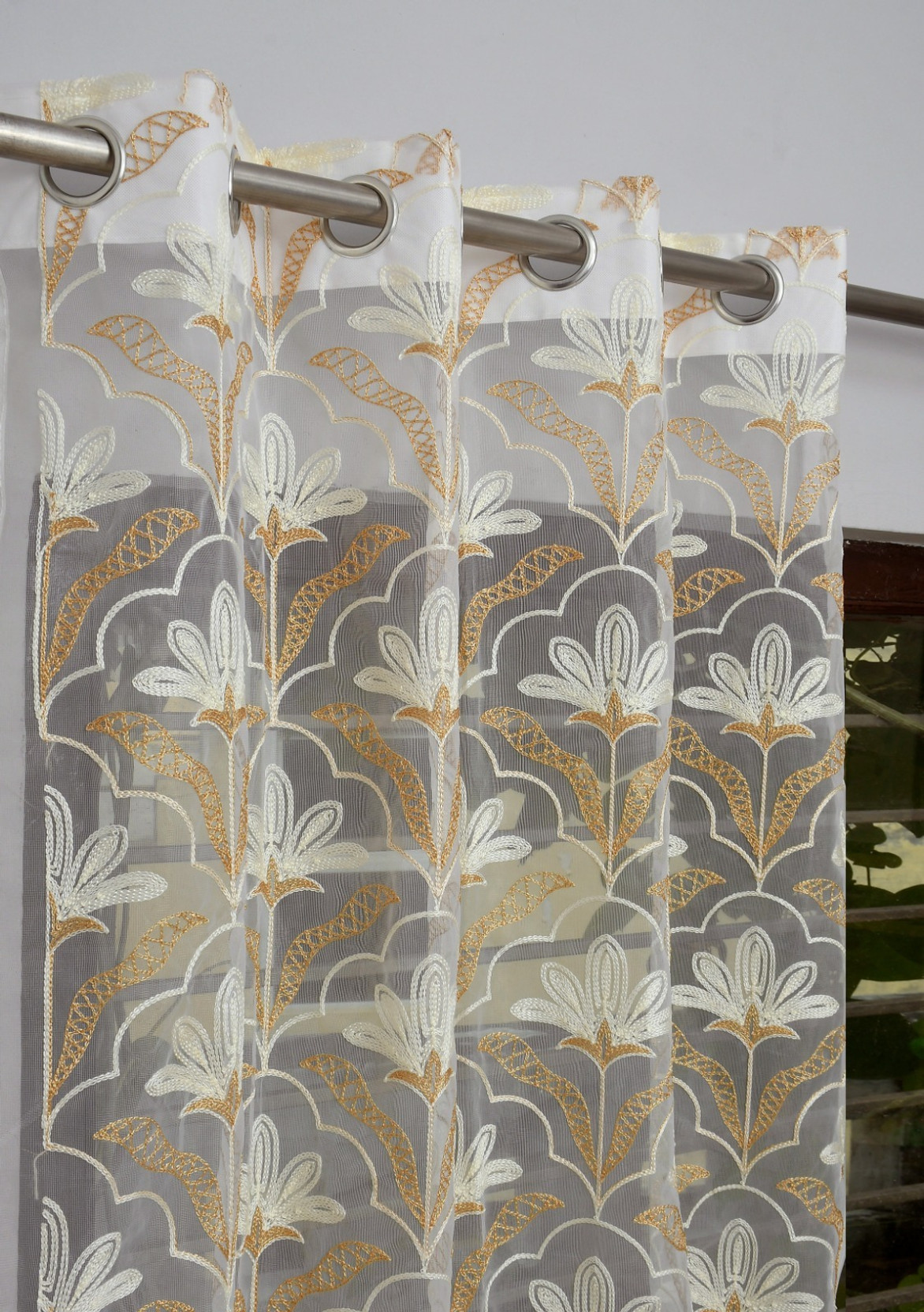 BANAVY 275 cm (9 ft) Long Door Tissue, Net Semi Transparent Curtain Single Curtain