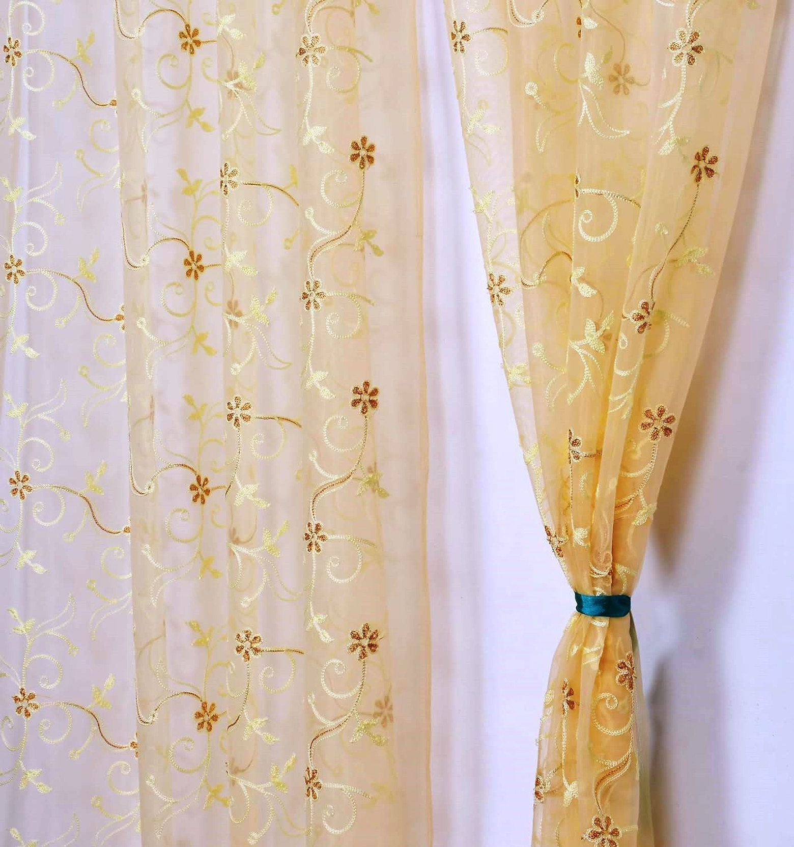 Brand Roots 274 cm (9 ft) Long Door Net Semi Transparent Curtain (Pack Of 2)